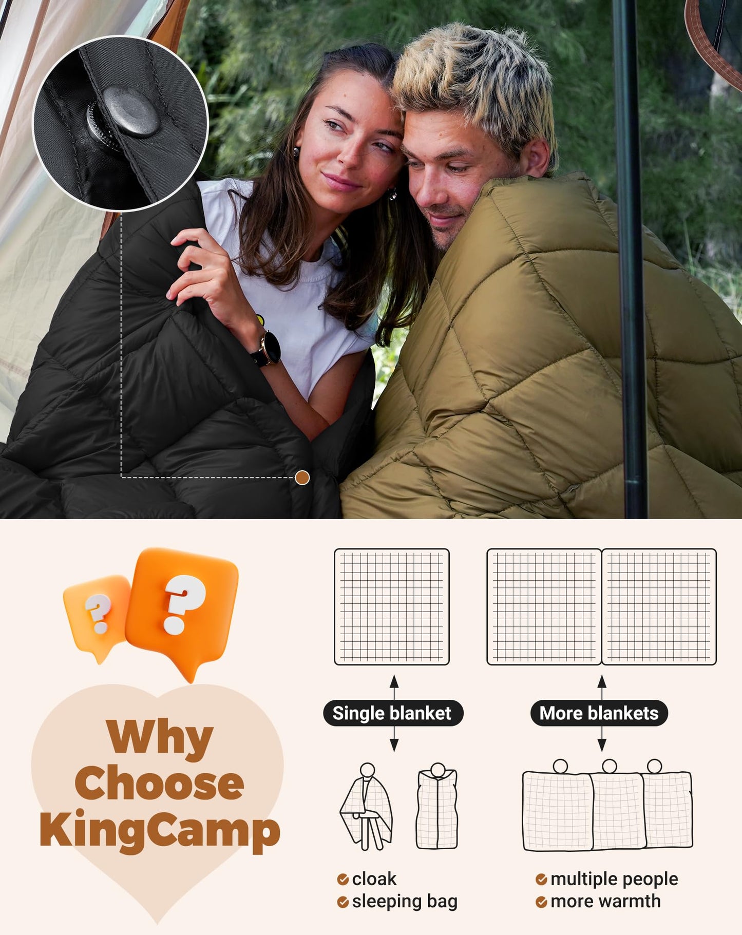 KingCamp Camping Blanket Thermal Ultralight Multifunctional Warm Travel Outdoor Blanket