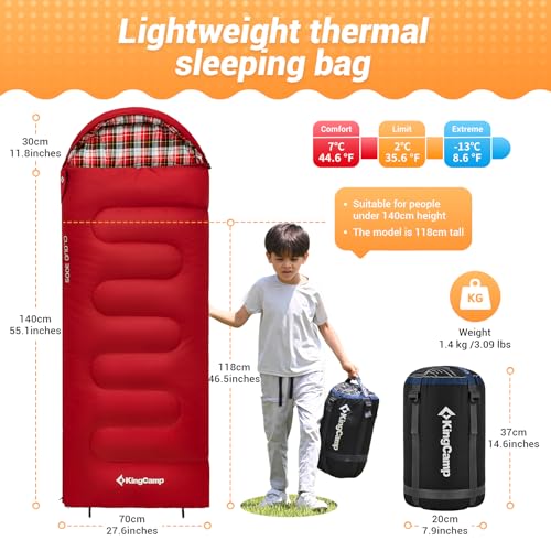 KingCamp CLOUDY 300S Kids Sleeping Bag-Envelope With Hood
