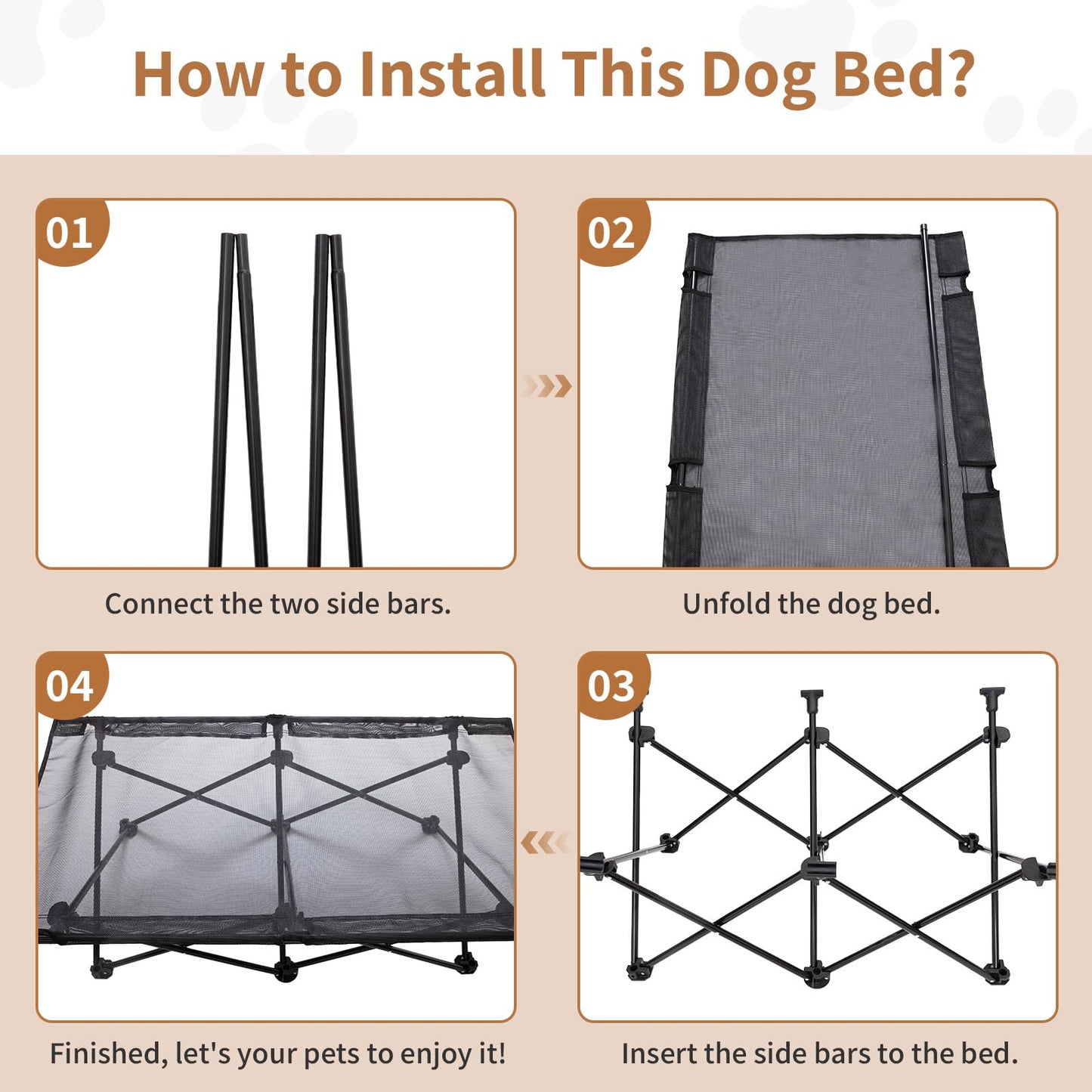 KingCamp PETS SEDUM Elevated Dog Bed with Separate Washable Sleeping Mat