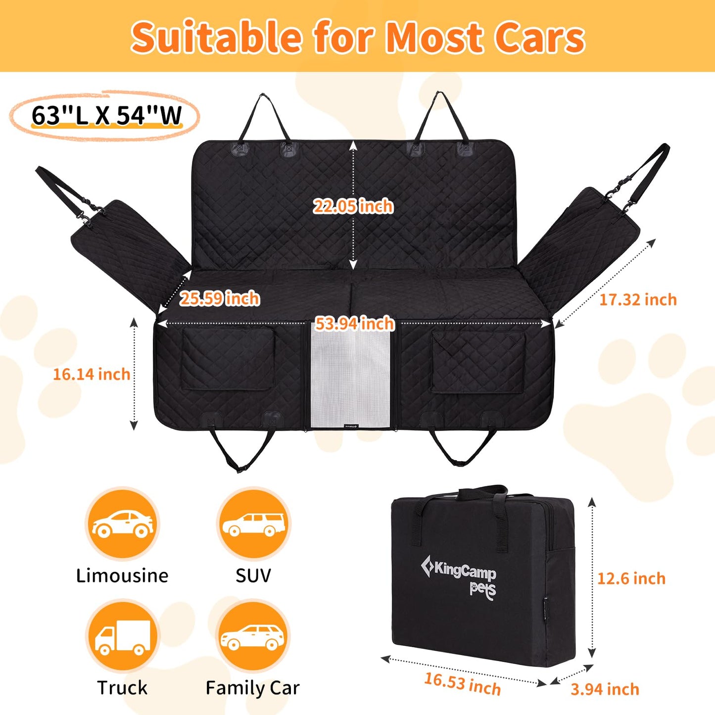 KingCamp Hard Bottom Dog Car Seat Cover