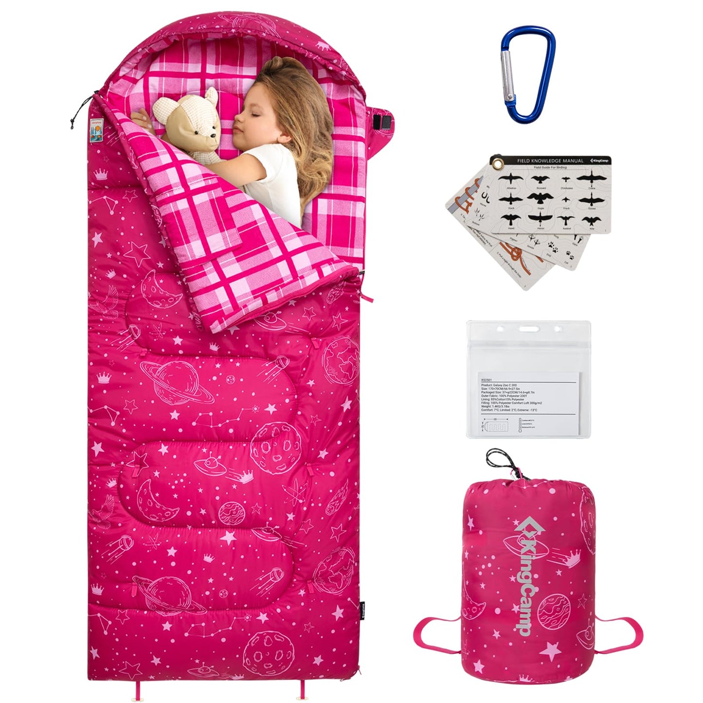 KingCamp Galaxy Zoo C 300 Kids Sleeping Bag – Adjustable Length