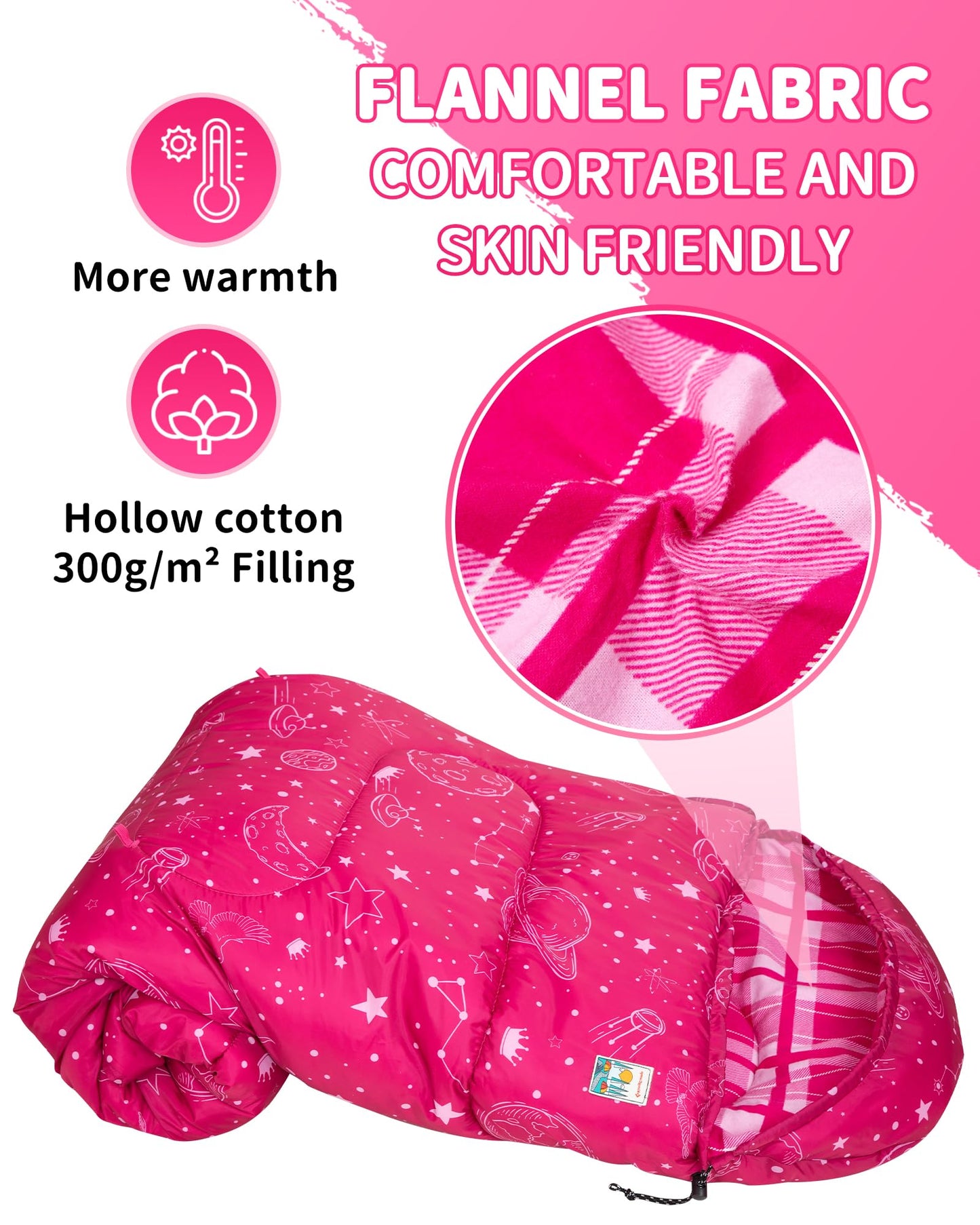 KingCamp Galaxy Zoo C 300 Kids Sleeping Bag – Adjustable Length