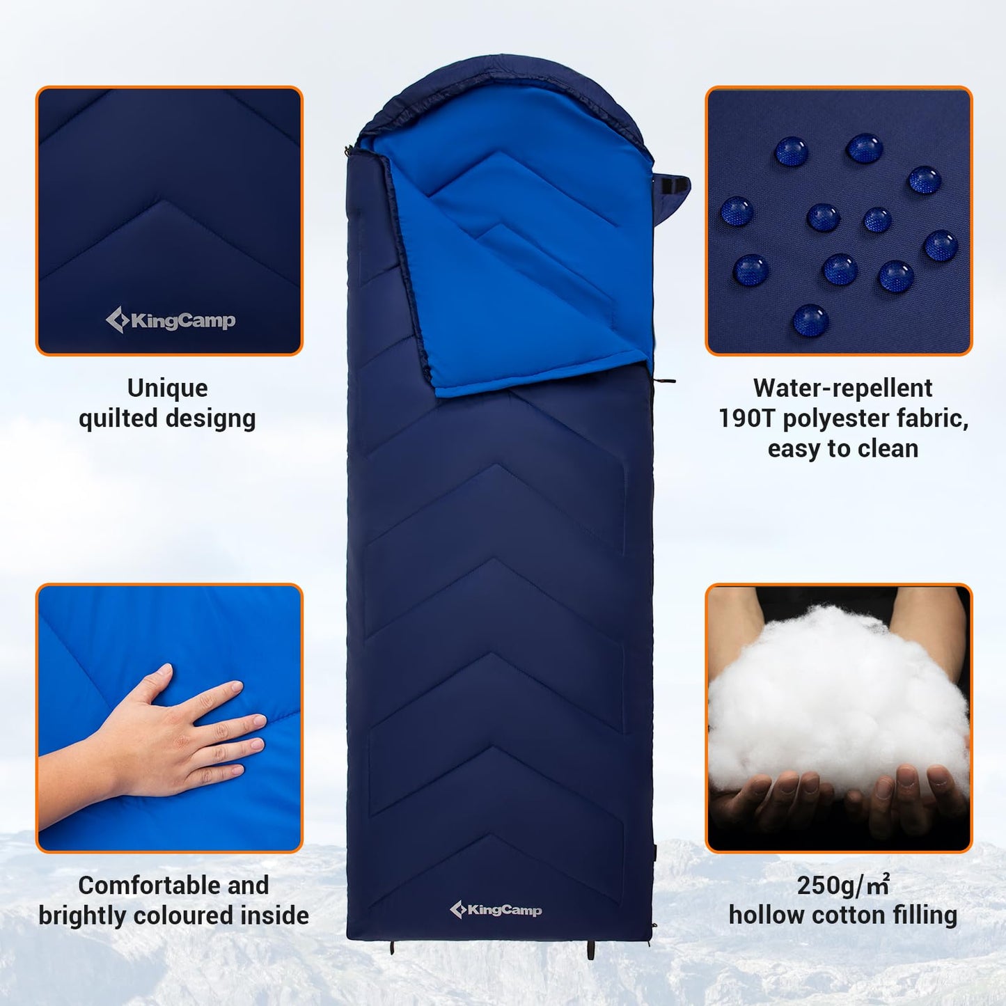 KingCamp HURON 250 Hooded Rectangular Sleeping Bag