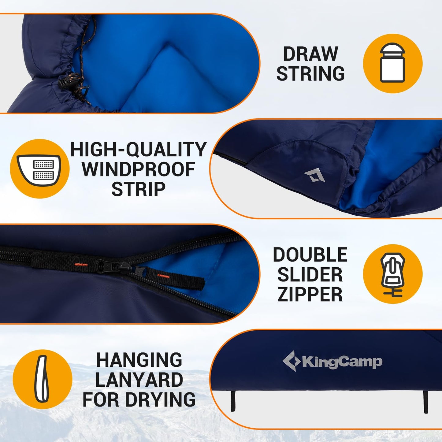 KingCamp HURON 250 Hooded Rectangular Sleeping Bag