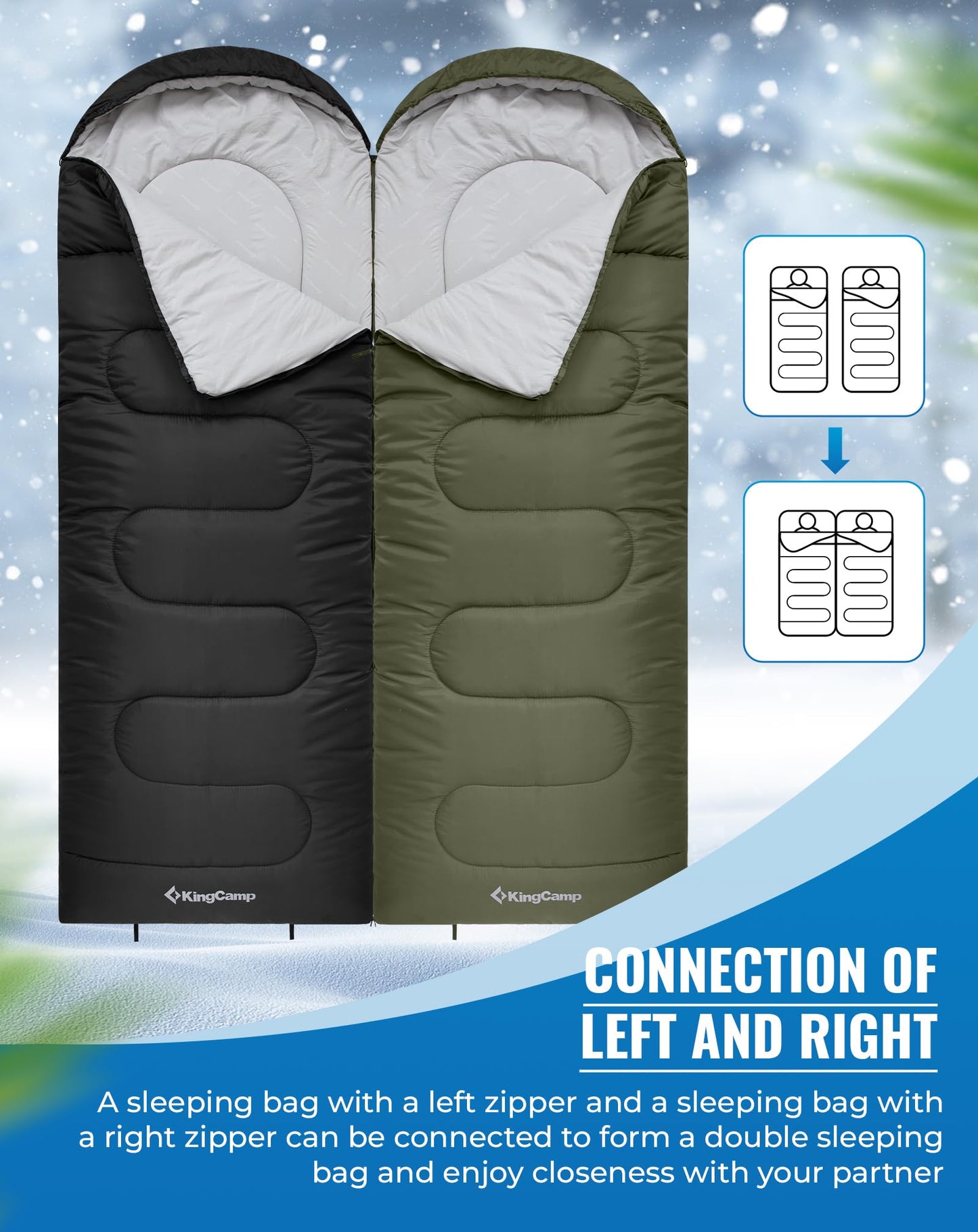 KingCamp Joinable 3 Season Envelope Sleeping Bag