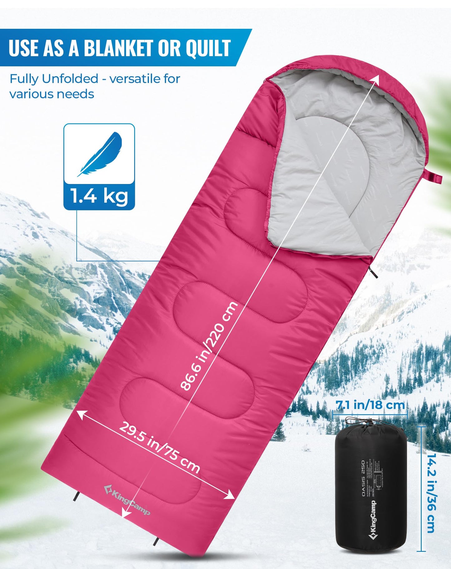 KingCamp Joinable 3 Season Envelope Sleeping Bag