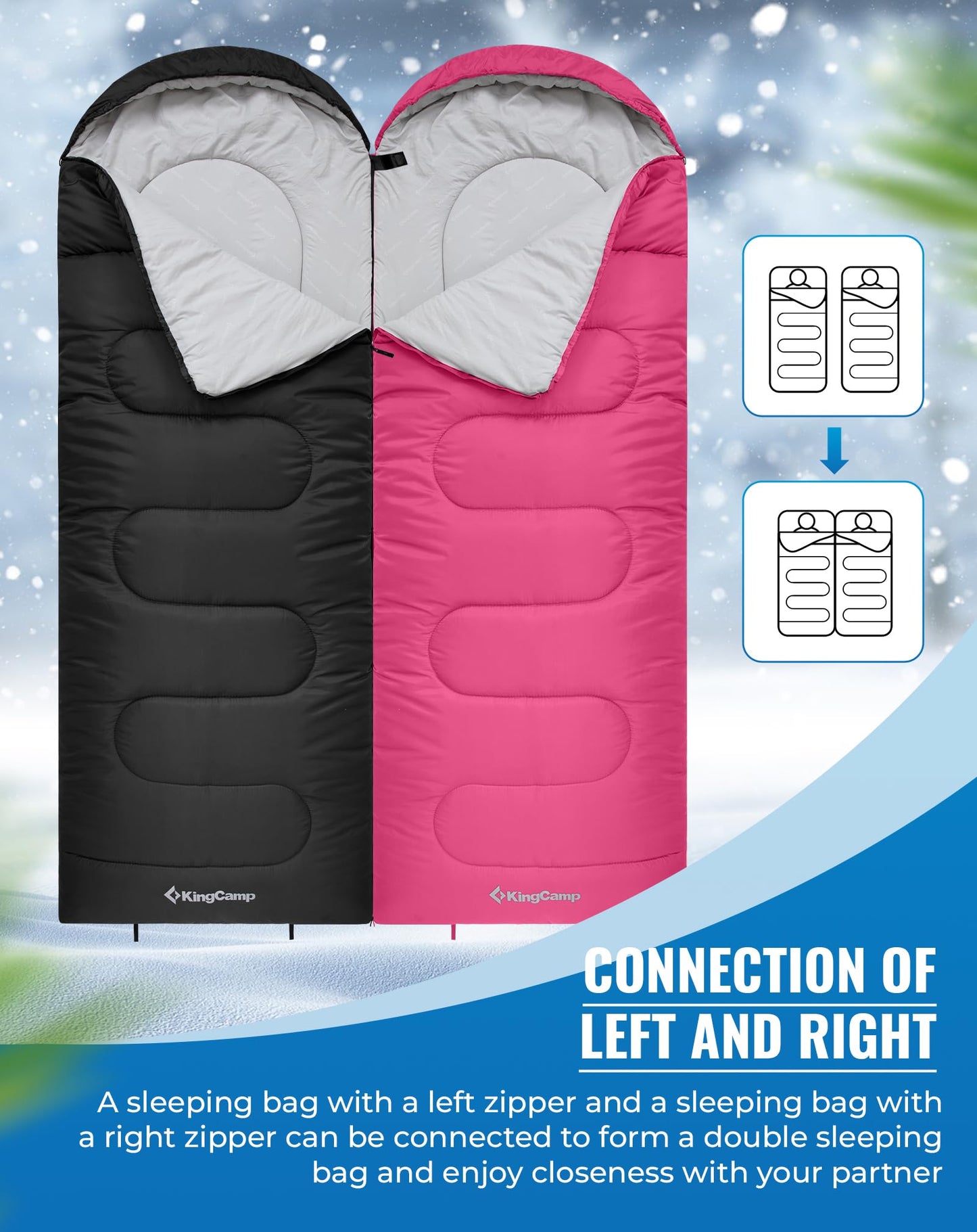 KingCamp Joinable 3 Season Envelope Sleeping Bag