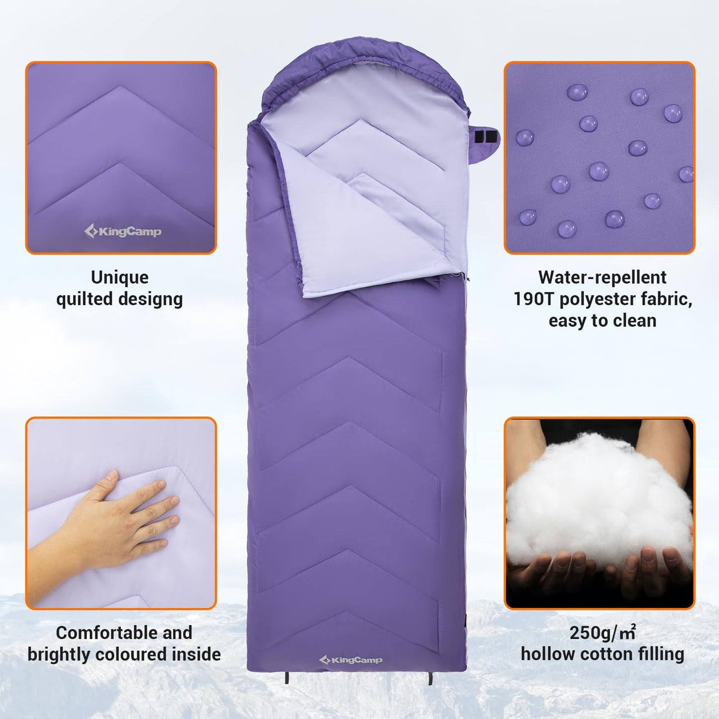 KingCamp HURON 250 Hooded Rectangular Sleeping Bag