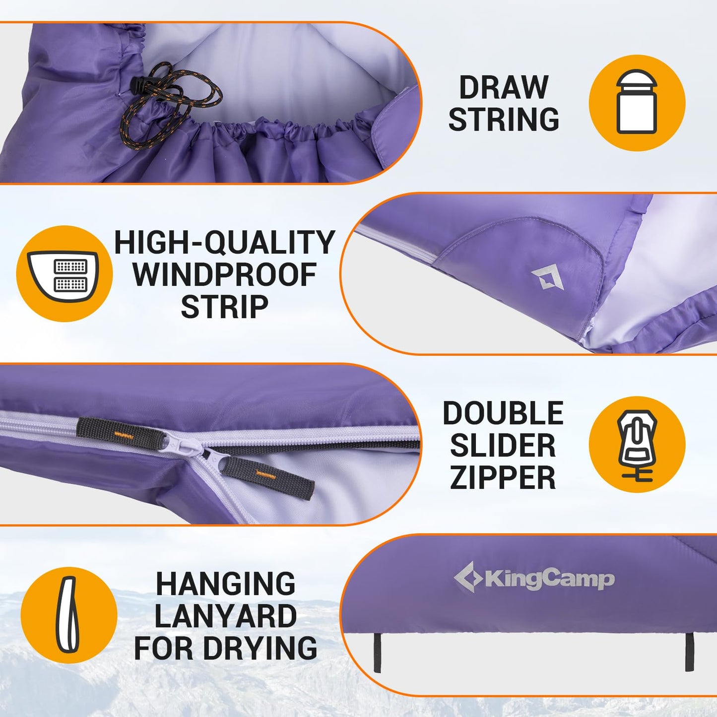 KingCamp HURON 250 Hooded Rectangular Sleeping Bag