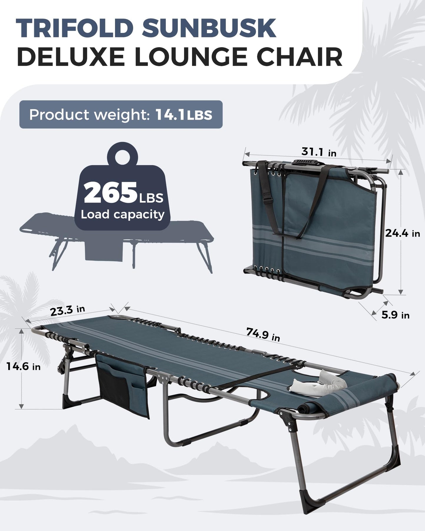 KingCamp MAGNOLIA B10 Backpack Chaise Lounge With Face Hole