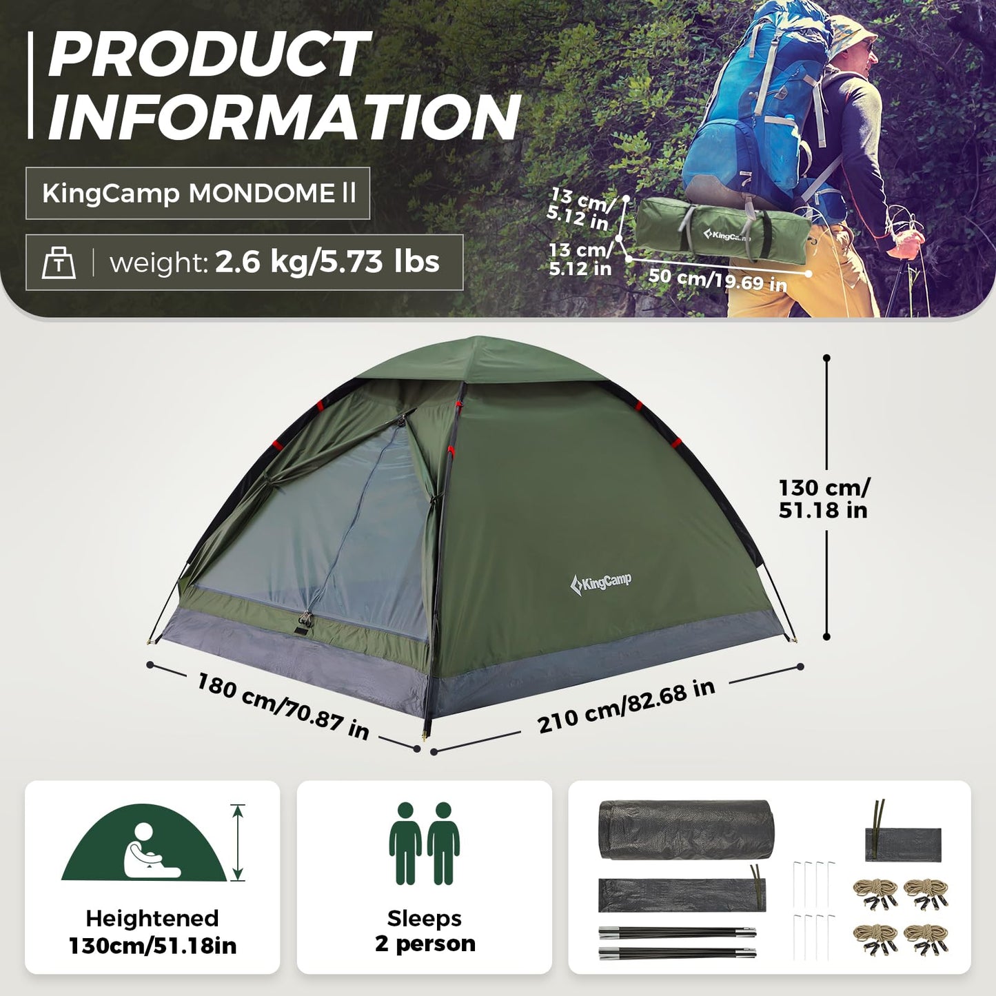 KingCamp Backpacking Tent For 2