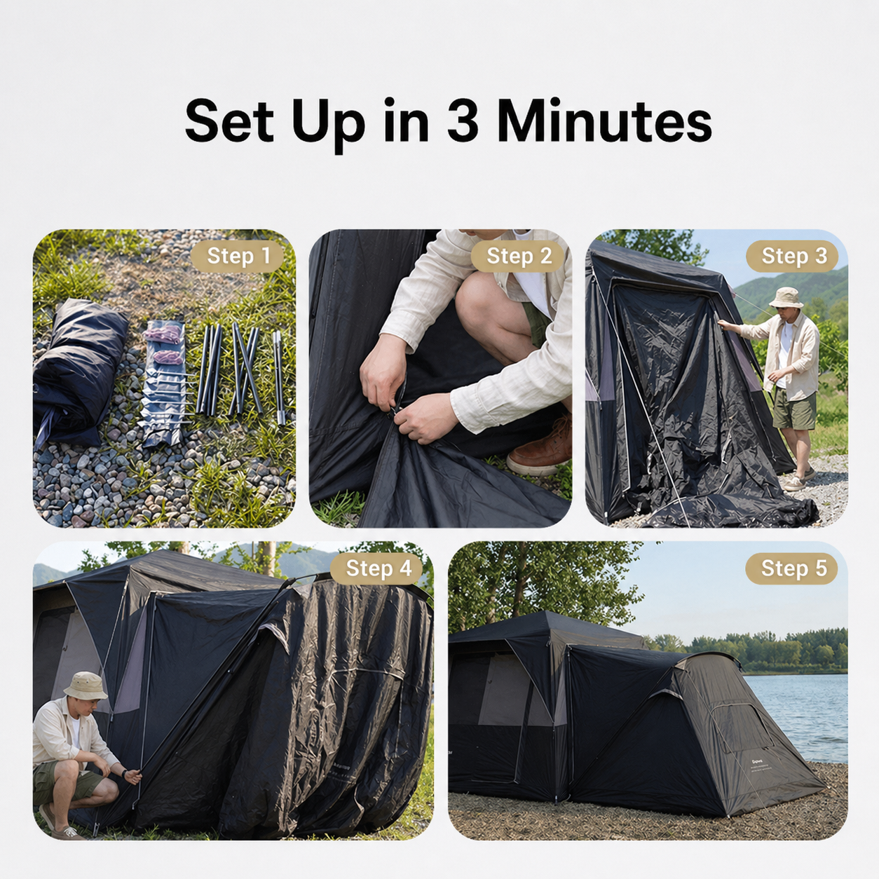 NEW | KingCamp BOUNDLESS X3 PRO Bedroom - Expandable Sleeping Attachment for SUV Tent, 3-4 Person Waterproof Shelter, Connects via Zipper