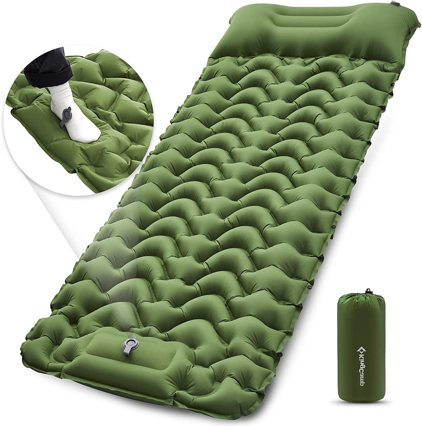 KingCamp Ultralight Sleeping Pad with Built-in Foot Pump and Pillow