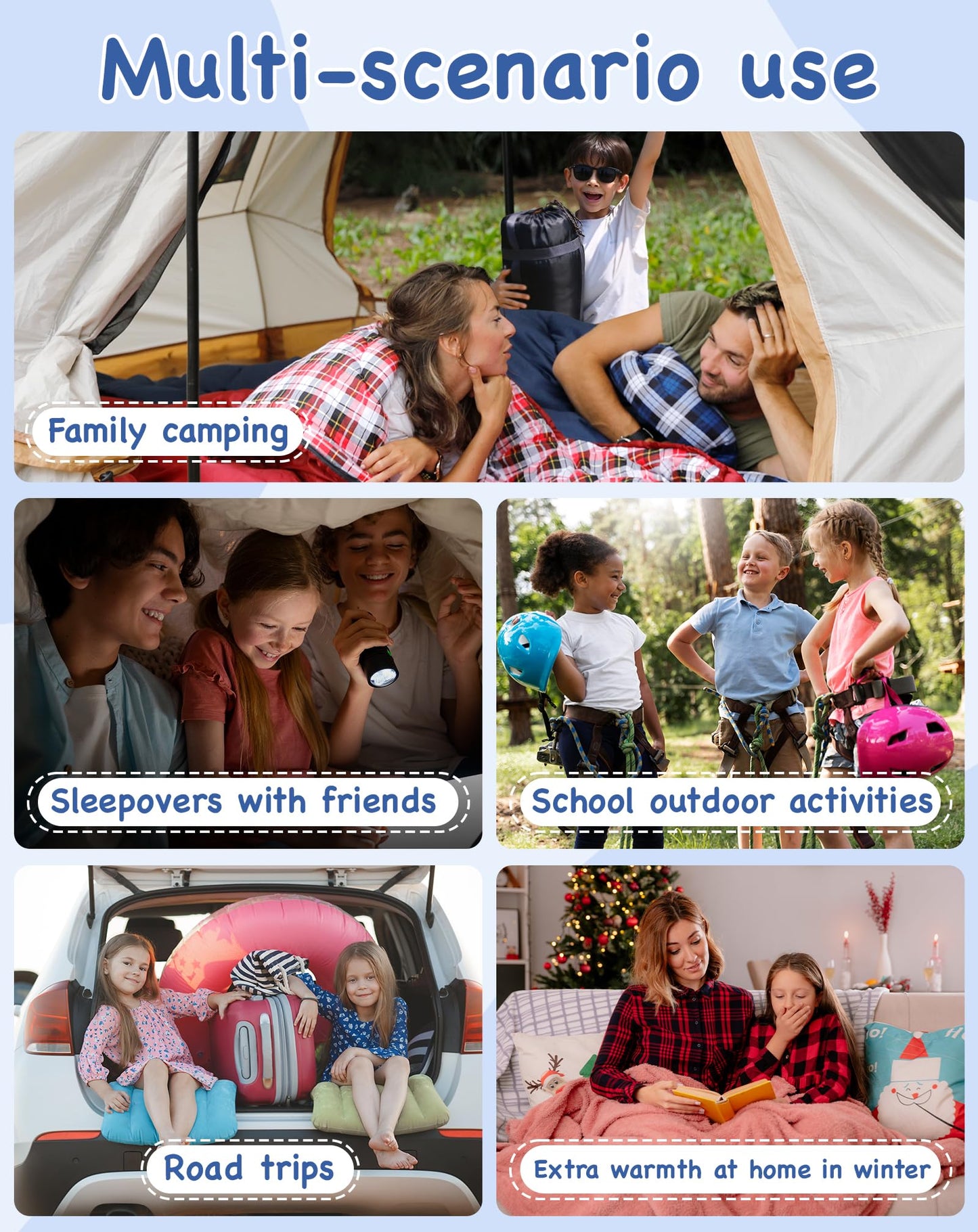 KingCamp CLOUDY Envelope Sleeping Bag with Hood for Children | Water-Resistant & Machine Washable