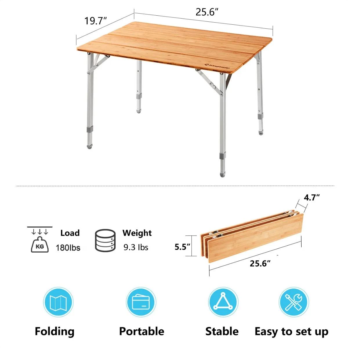 KingCamp 4-Folding Bamboo Table