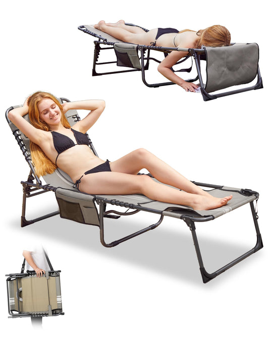 NEW | KingCamp Magnolia B60 Lounge Chair with Face Hole – 5-Position Adjustable Recliner