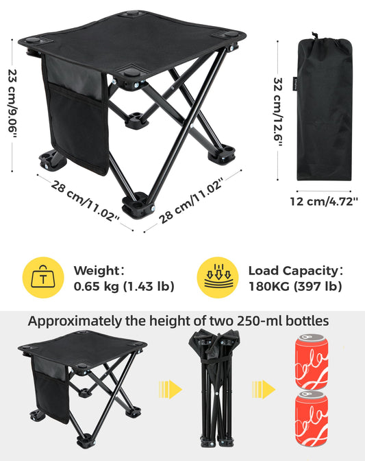 NEW | KingCamp CubeGo S+ Set of 2 Folding Camping Stools – Lightweight 180kg Capacity