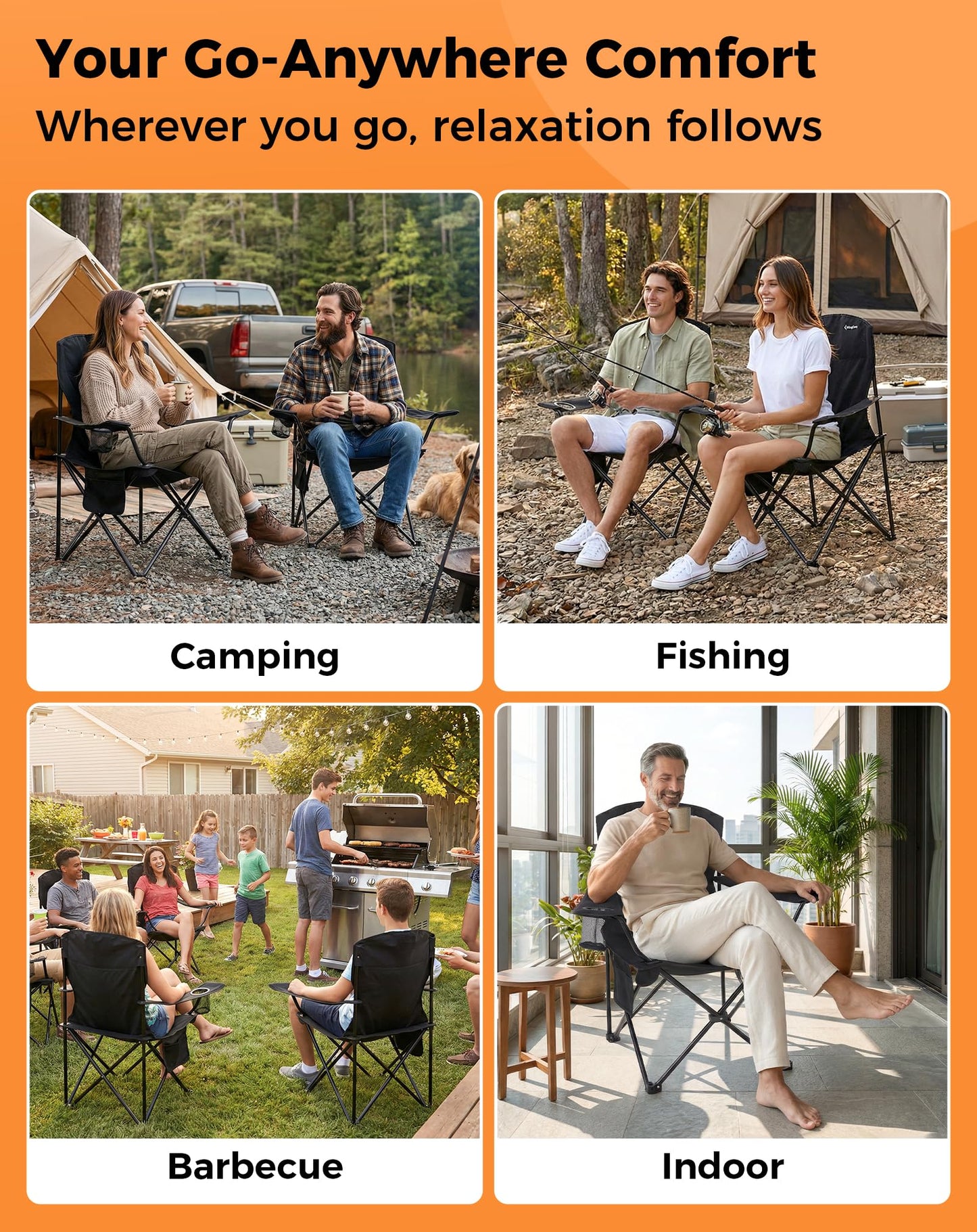 NEW | KingCamp Juniper B20 Folding Camping Chair – Ergonomic Padded, Heavy Duty Design