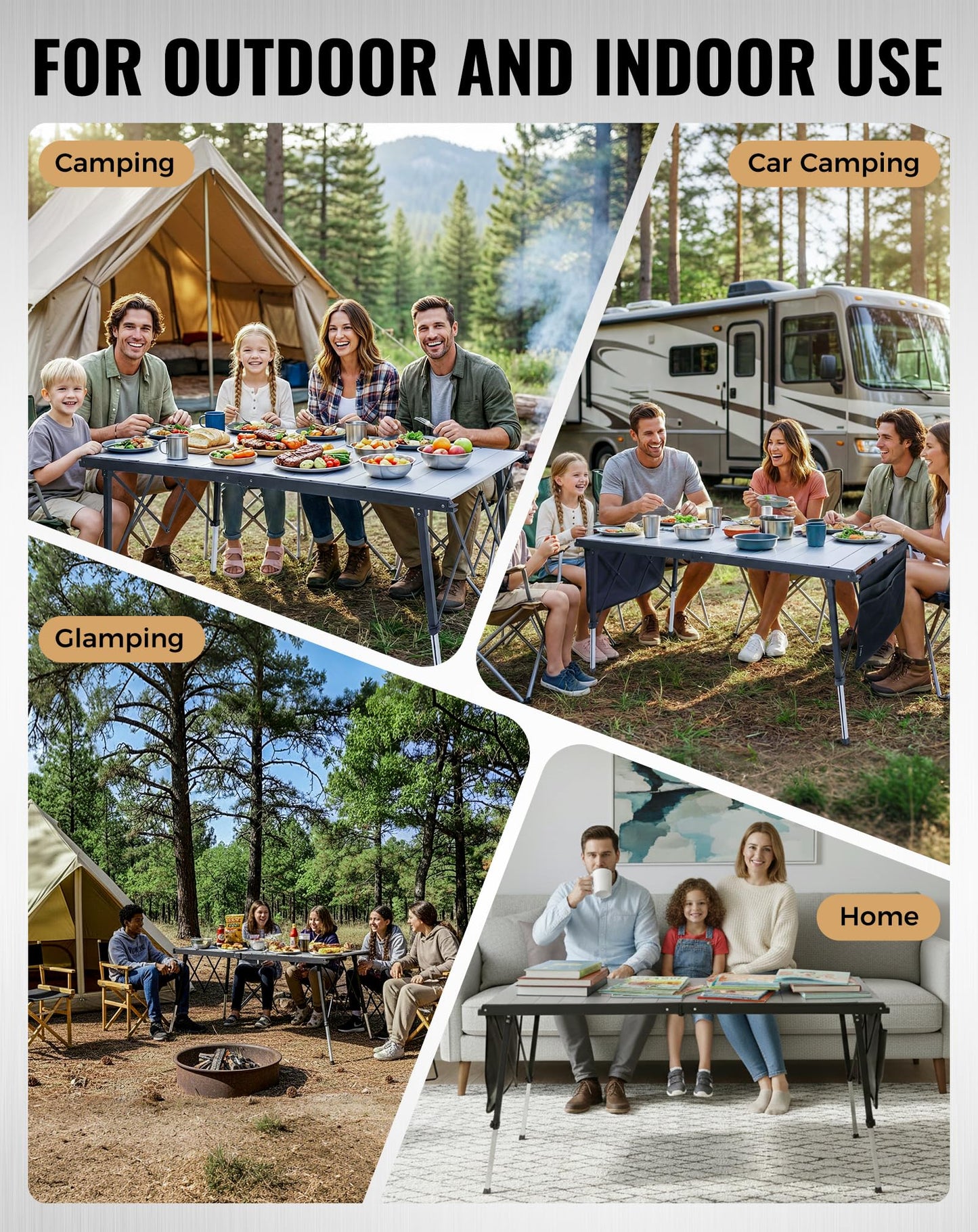NEW | KingCamp AluVenture 14070 Aluminium Roll-Top Camping Table – 55.1 × 27.6in Adjustable Height