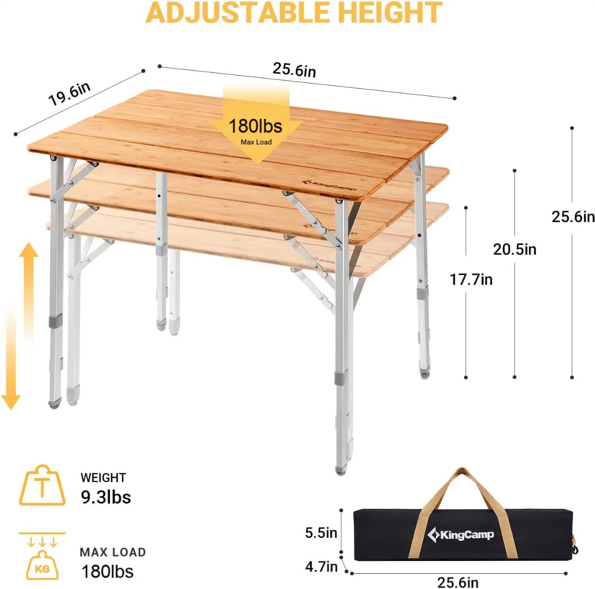 KingCamp 4-Folding Bamboo Table
