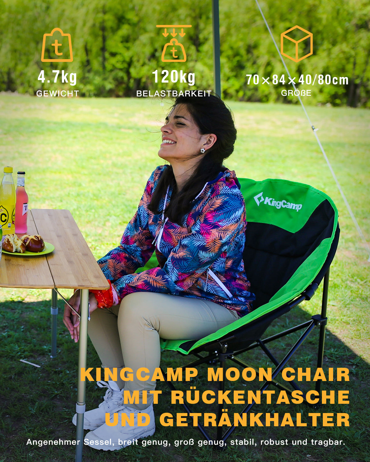 KingCamp Oversized Padded Round Saucer Moon Sofa Chair
