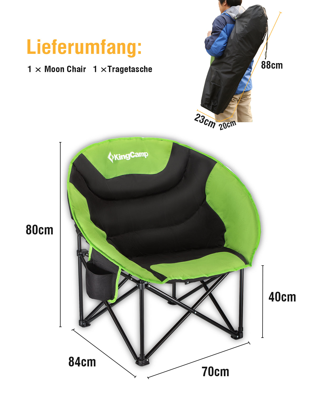 KingCamp Oversized Padded Round Saucer Moon Sofa Chair