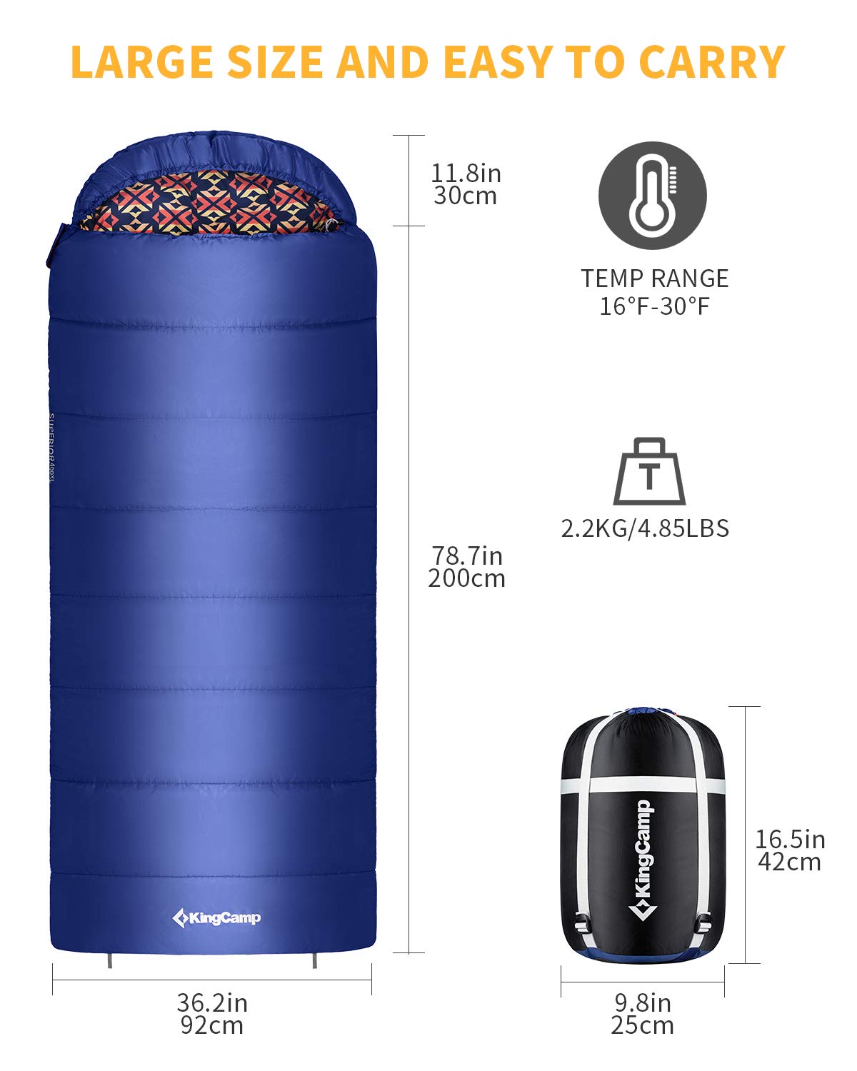 KingCamp 3 Season 0 Degree Camping Sleeping Bag