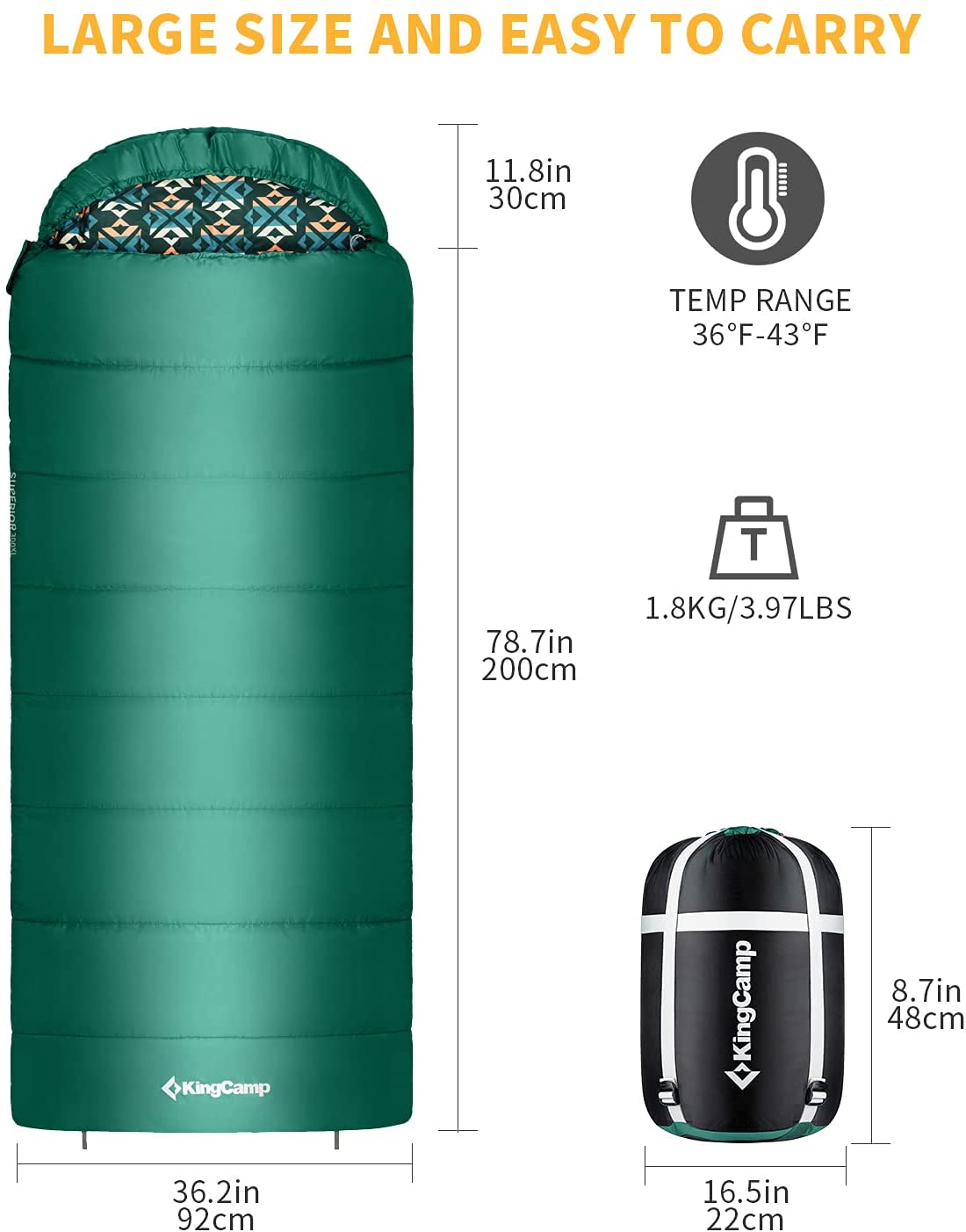 KingCamp 3 Season Camping Sleeping Bag