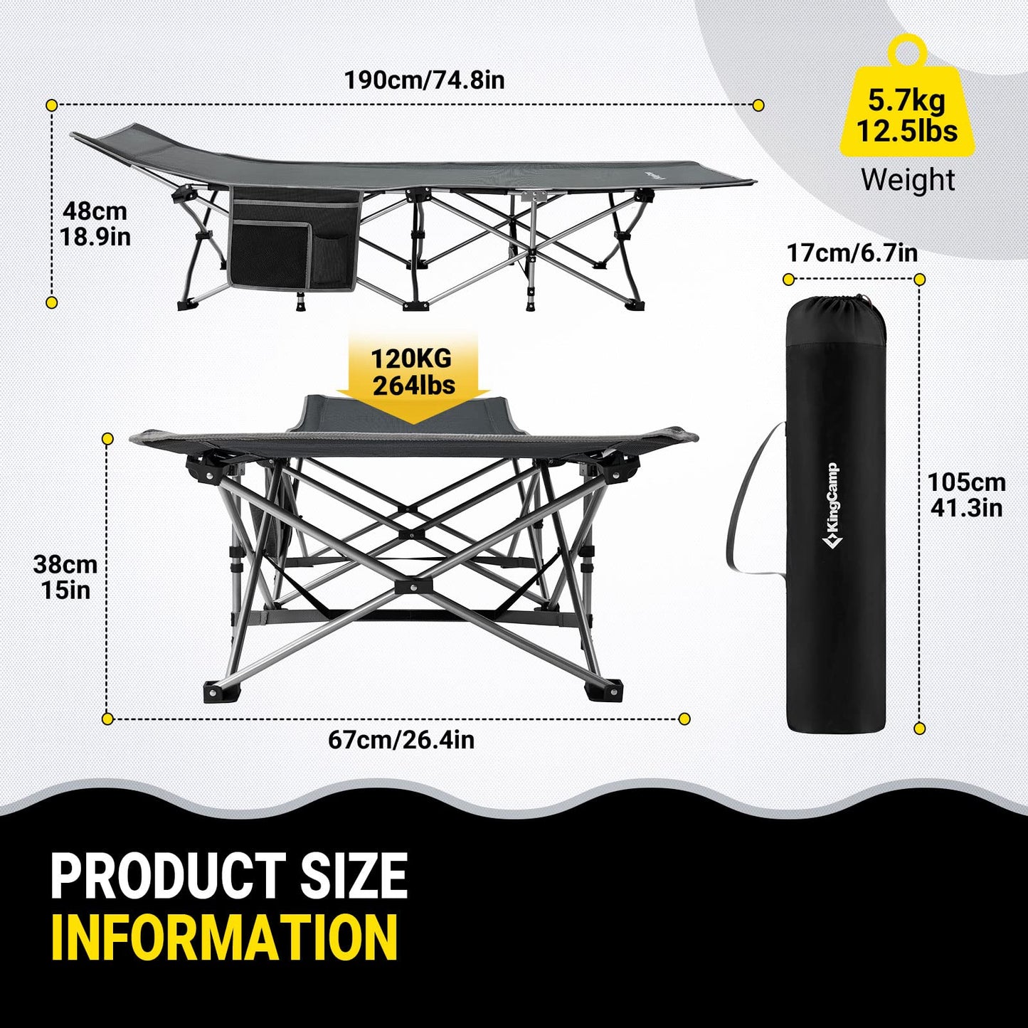 KingCamp Oversized Heavy Duty Camping Cot