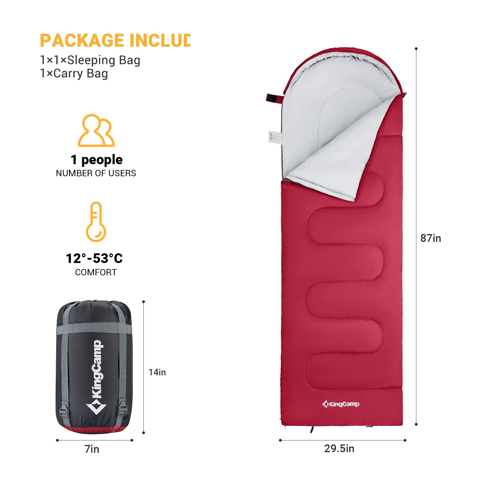 KingCamp Joinable 3 Season Envelope Sleeping Bag