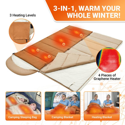 KingCamp WHEATLAND 450 3 in 1 Sleeping Bag Heated Sleeping Bag