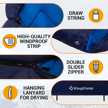 KingCamp HURON 250 Hooded Rectangular Sleeping Bag