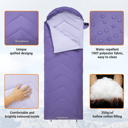 KingCamp HURON 250 Hooded Rectangular Sleeping Bag