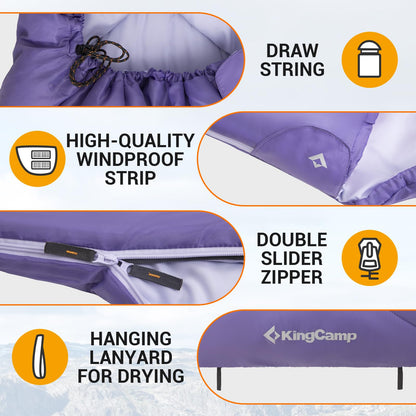 KingCamp HURON 250 Hooded Rectangular Sleeping Bag