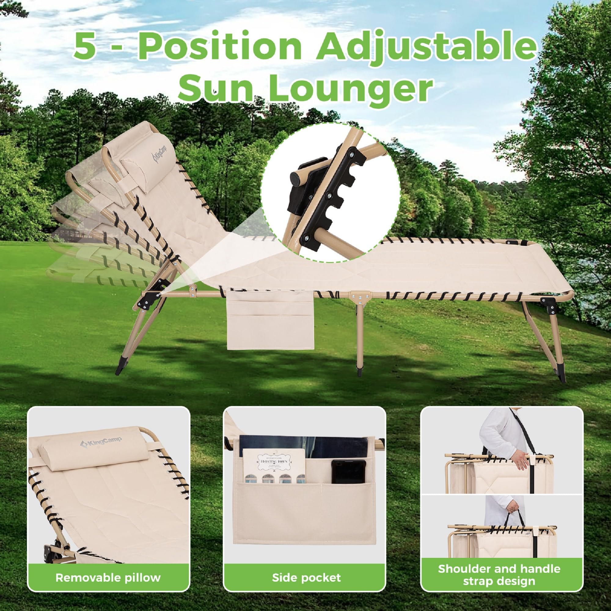 KingCamp Oversize Folding Chaise Lounge Chair