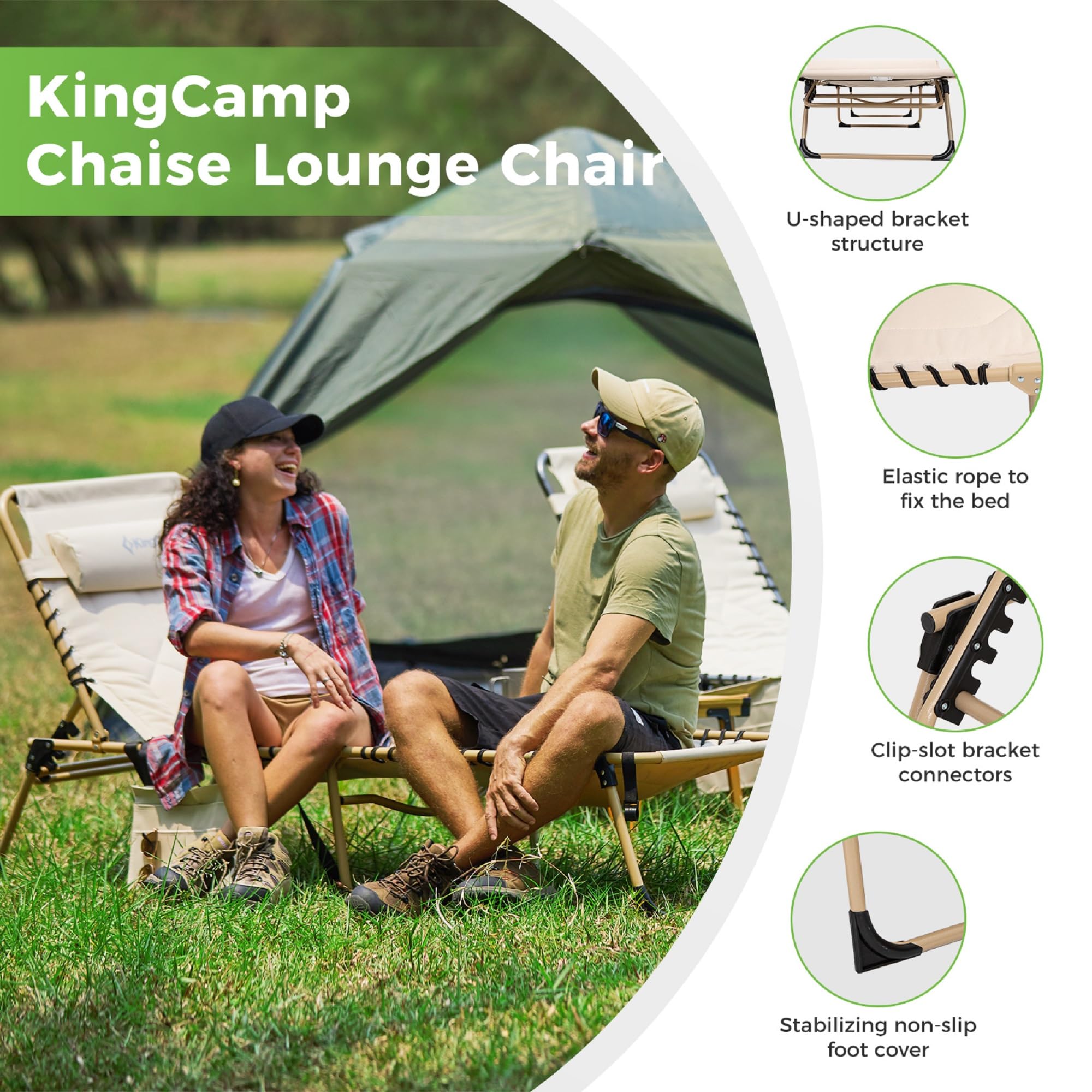 KingCamp Oversize Folding Chaise Lounge Chair