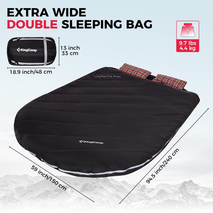KingCamp FREESPACE 250D Double-Sized Sleeping Bag Extra Wide