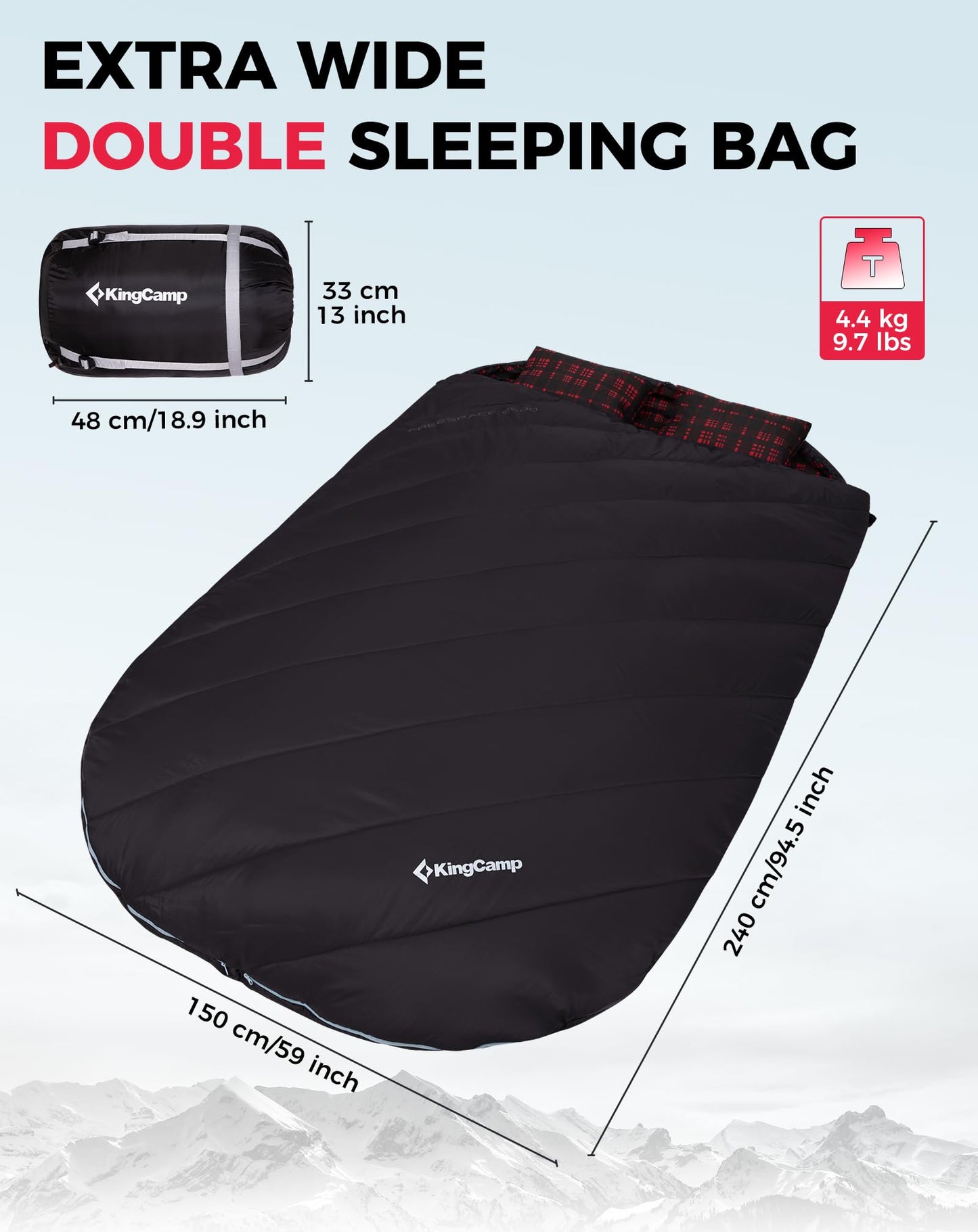 KingCamp FREESPACE 250D Double-Sized Sleeping Bag