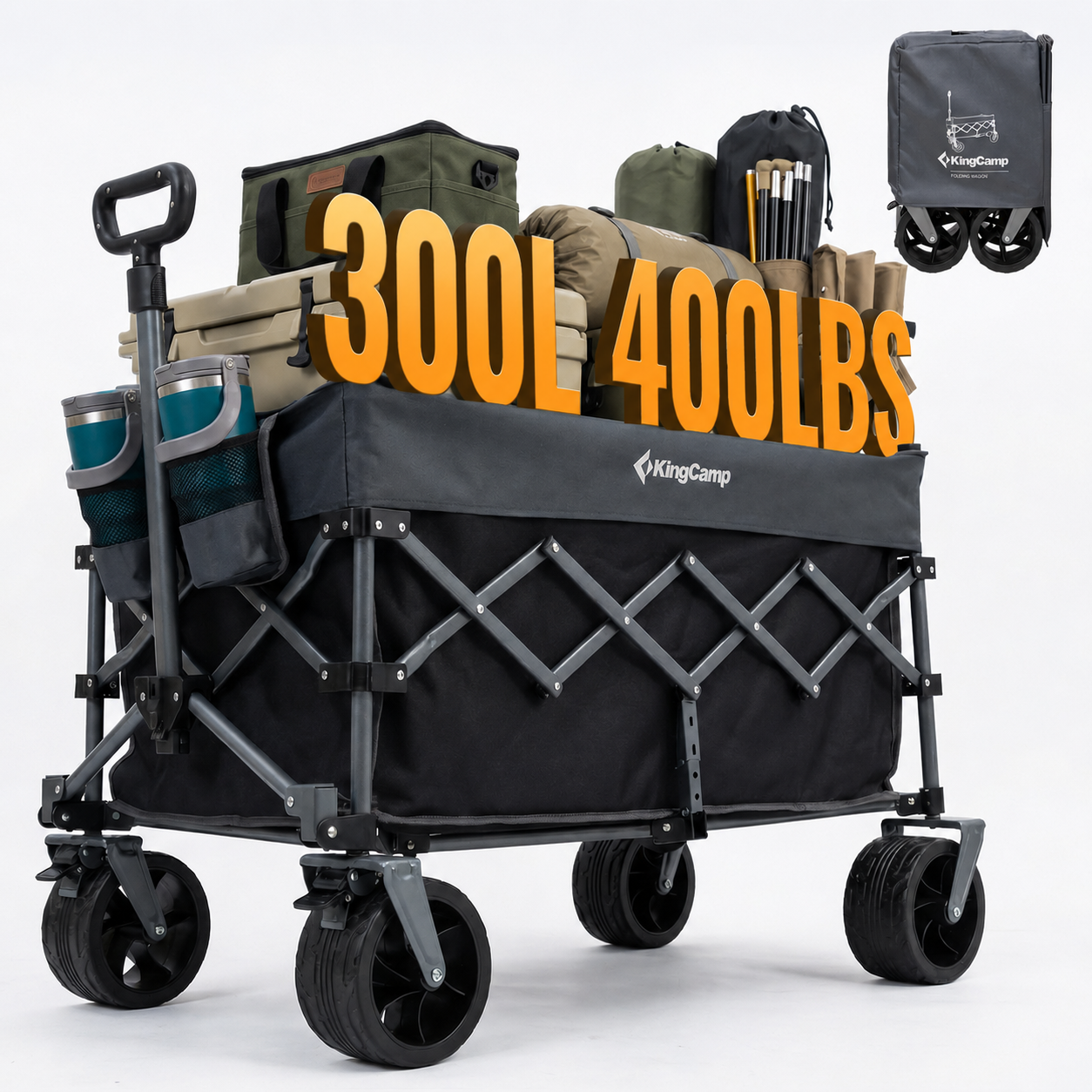 NEW | KingCamp TrailMate L7 300L Festival Trolley – Heavy Duty with All-Terrain Wheels