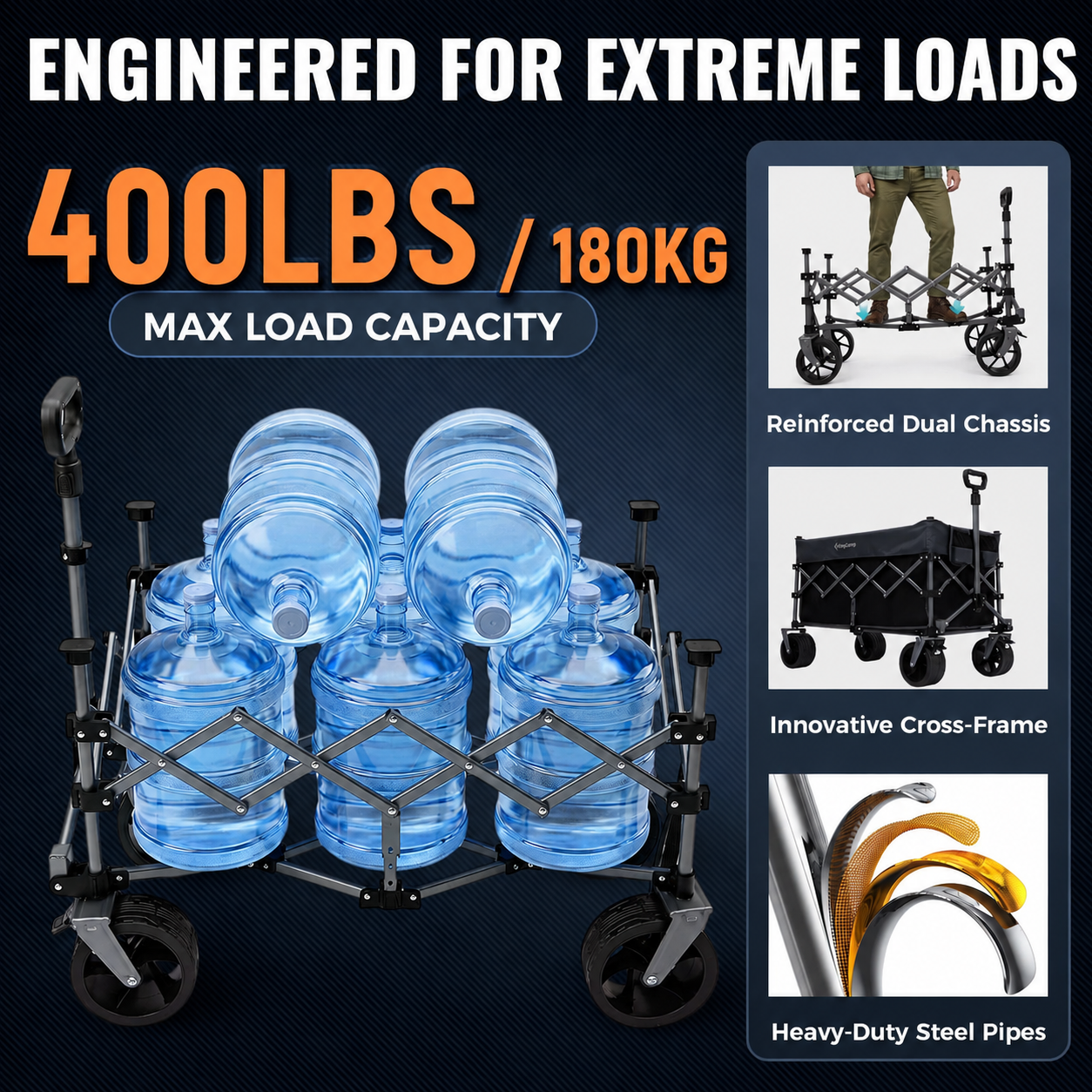 NEW | KingCamp TrailMate L7 300L Festival Trolley – Heavy Duty with All-Terrain Wheels