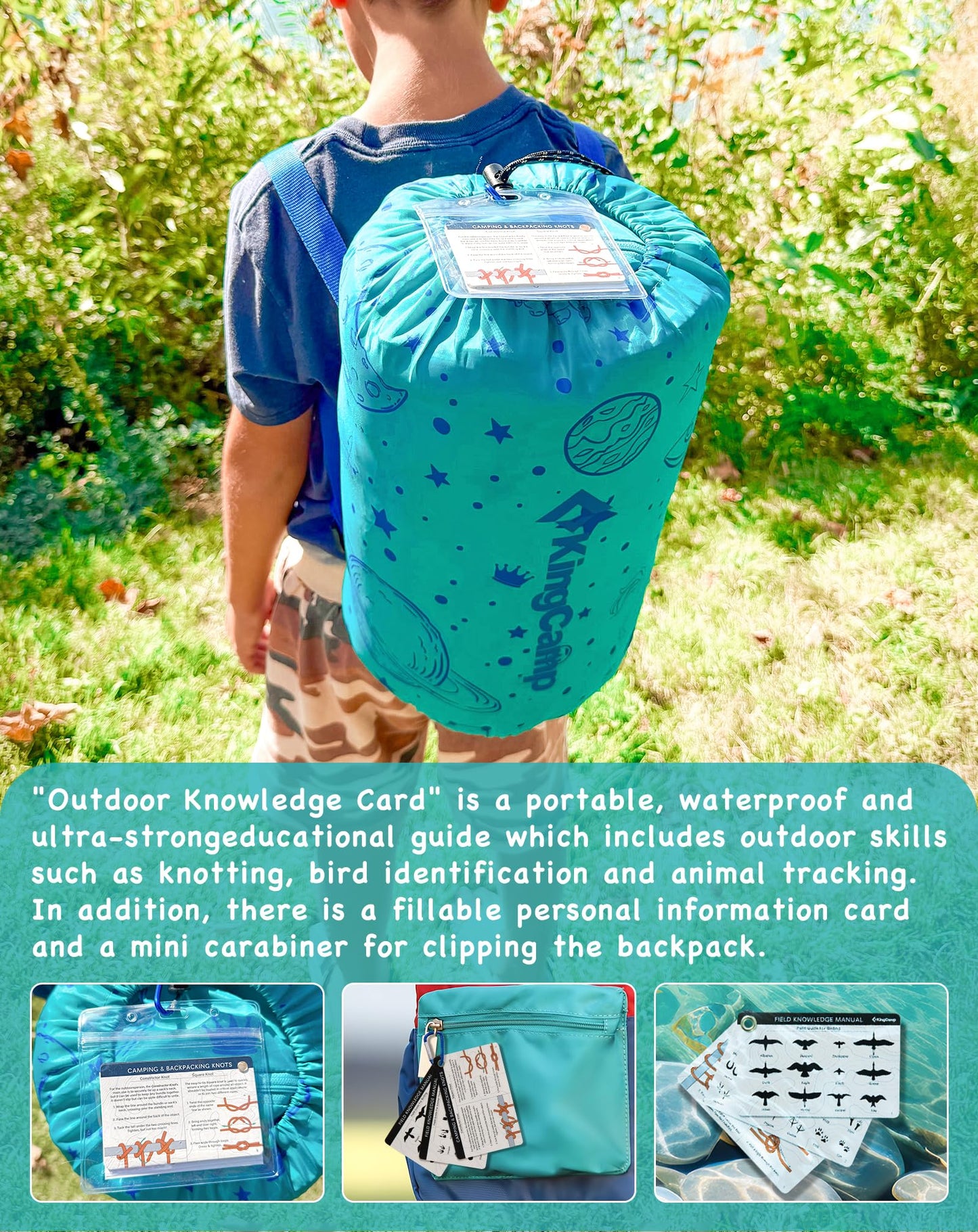 KingCamp Galaxy Zoo Children's Sleeping Bag – Adjustable Length for Growing Kids | 3 Season Camping & Sleepovers