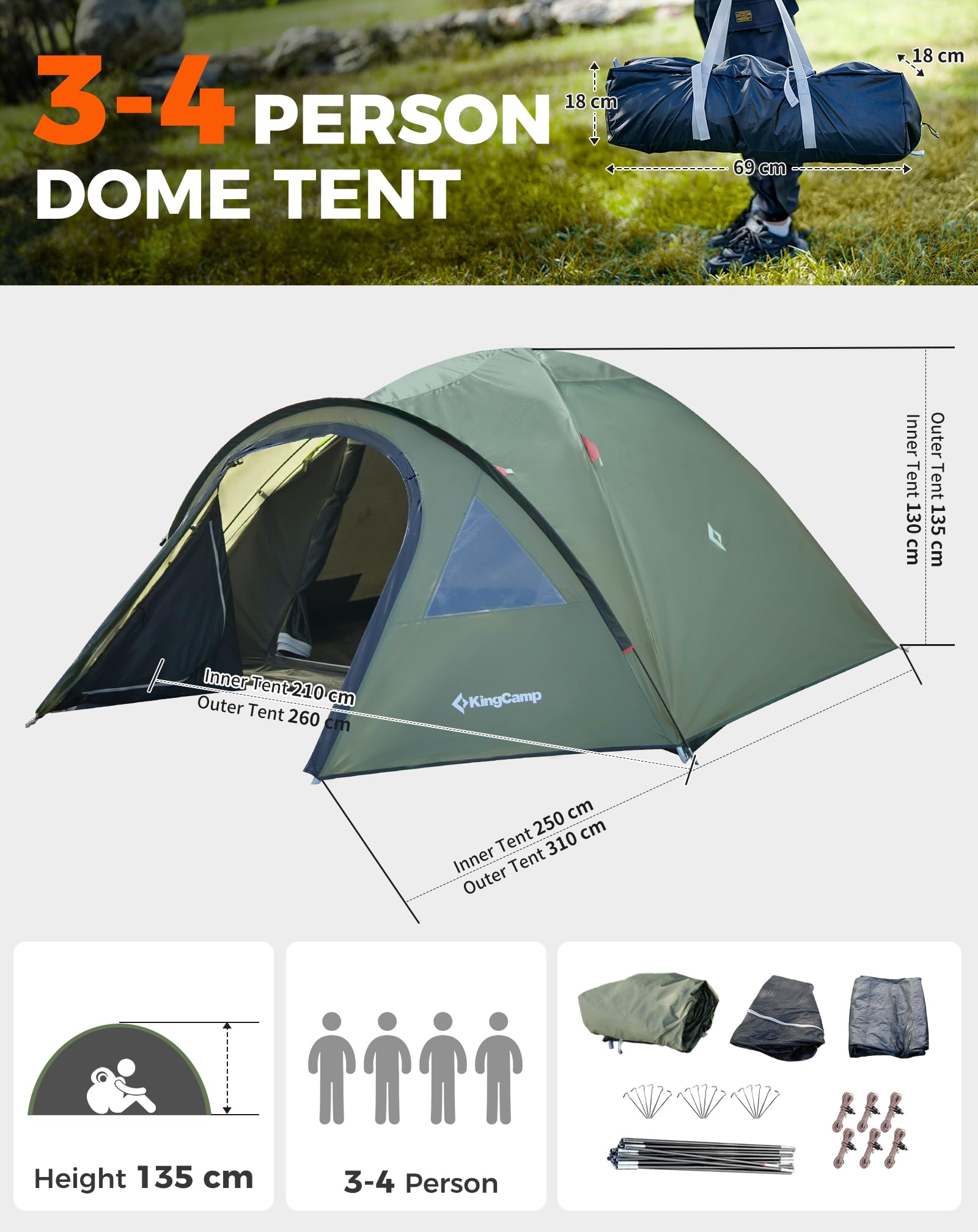 4 man tent uk KingCamp HOLIDAY IV Camping Tent – kingcampoutdoors.co.uk