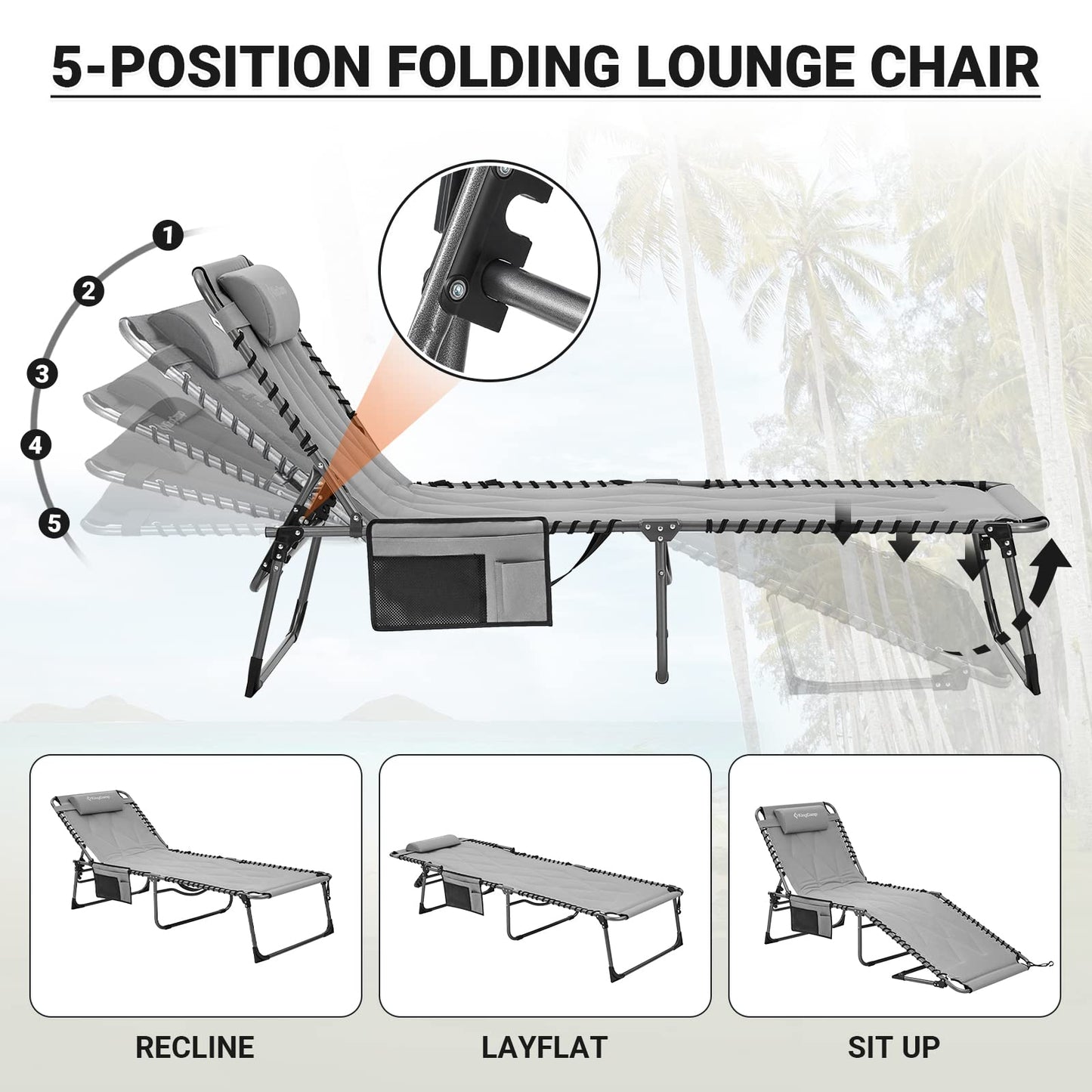 KingCamp BAVARIA Cozy Lounge Chair Set of 2