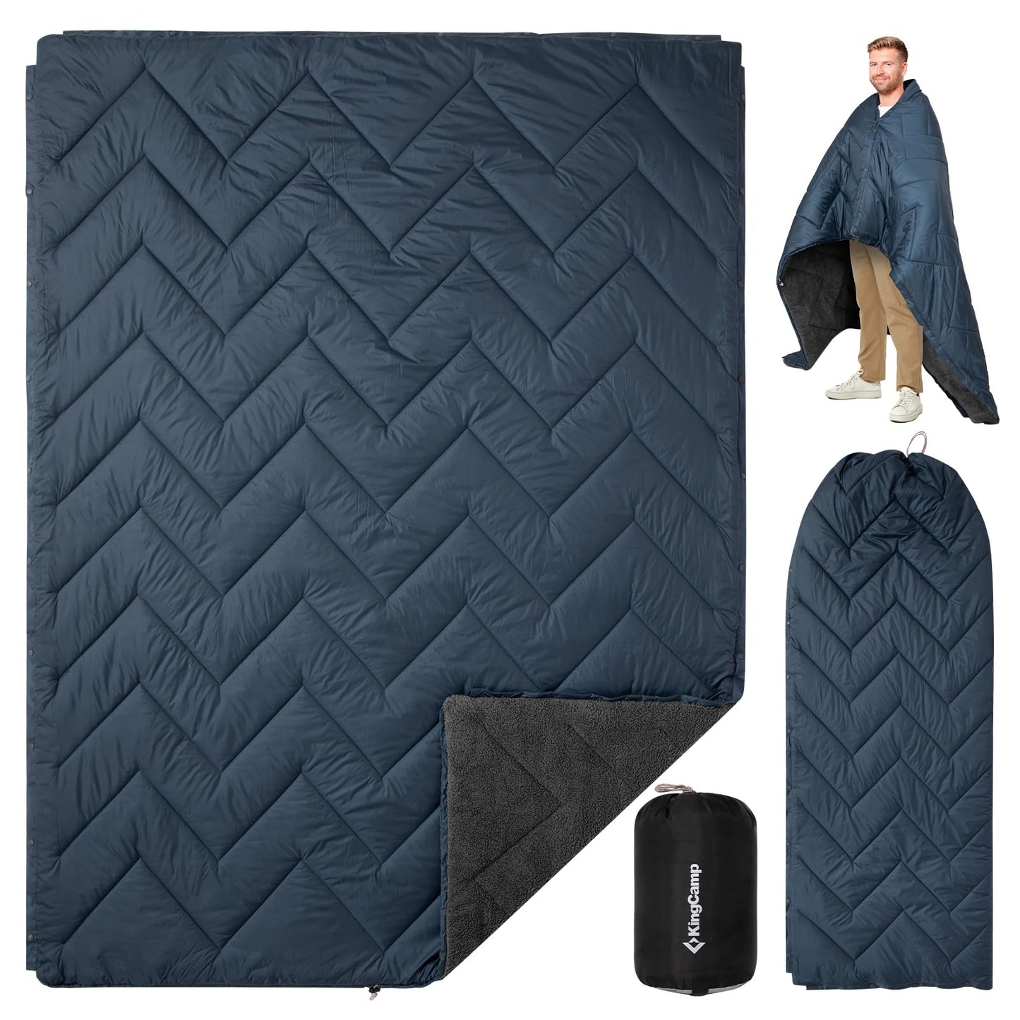 KingCamp Solid Sherpa Fleece Camping Blanket