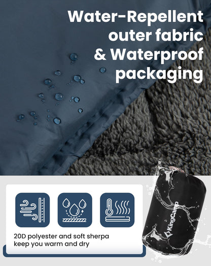 KingCamp Solid Sherpa Fleece Camping Blanket