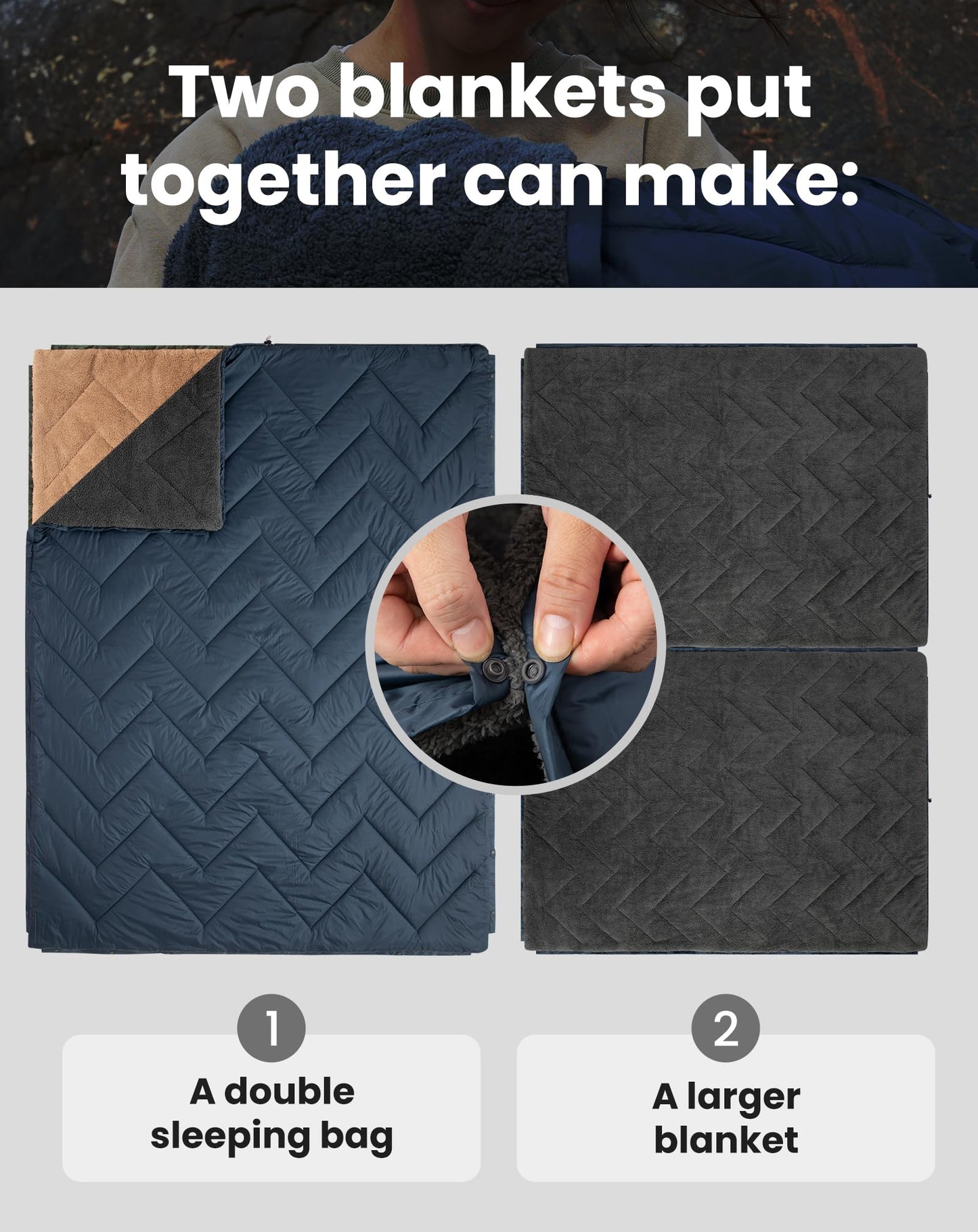 KingCamp Solid Sherpa Fleece Camping Blanket