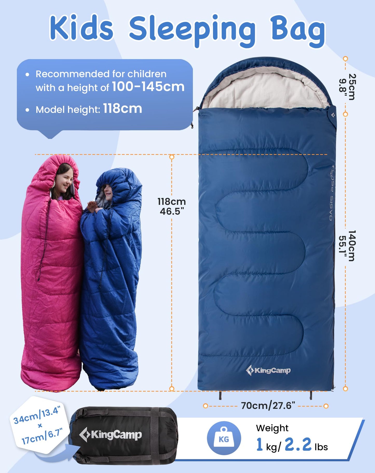 KingCamp Cotton Sleeping Bag for Kids | Indoor & Outdoor Use