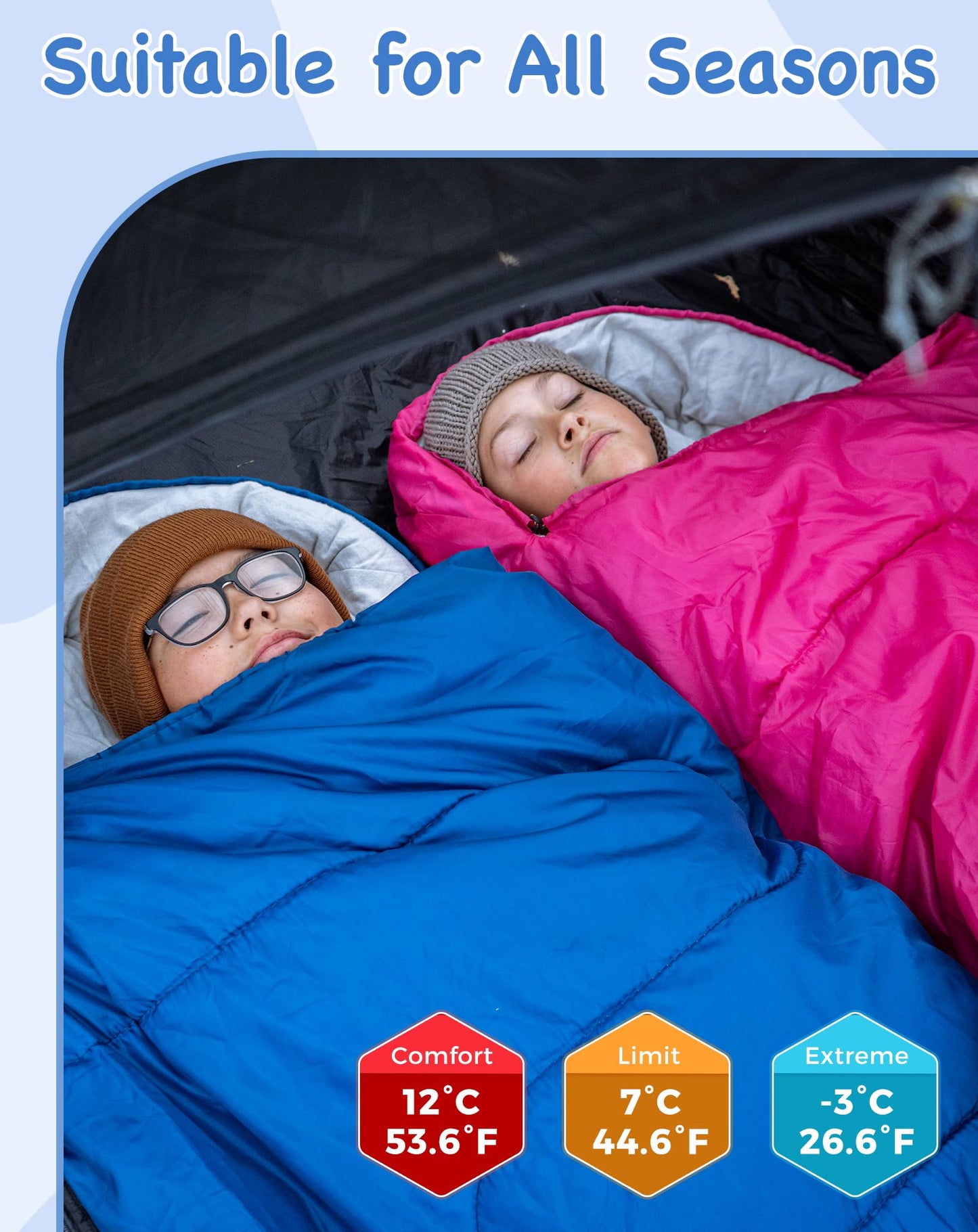 KingCamp Cotton Sleeping Bag for Kids | Indoor & Outdoor Use