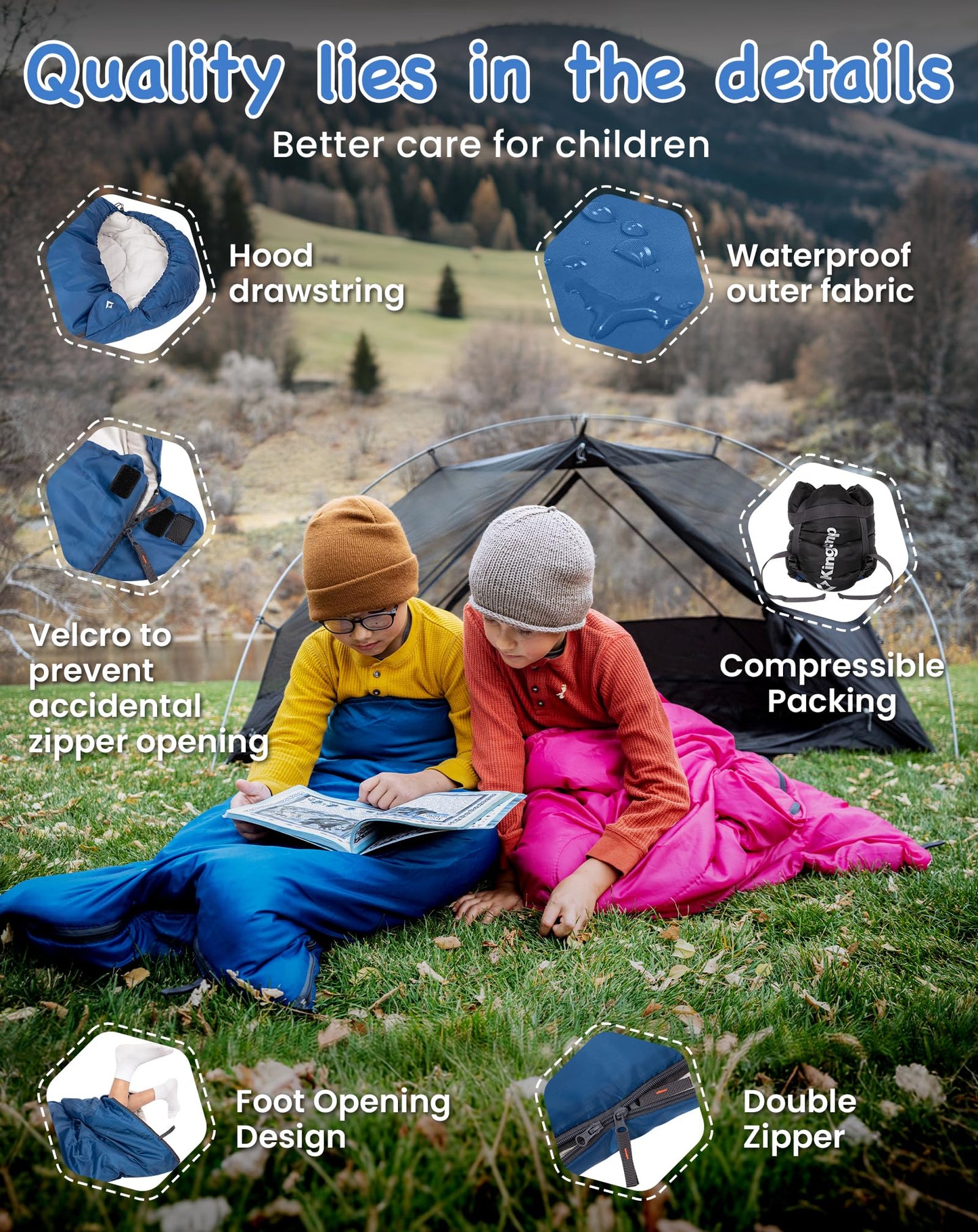KingCamp Cotton Sleeping Bag for Kids | Indoor & Outdoor Use