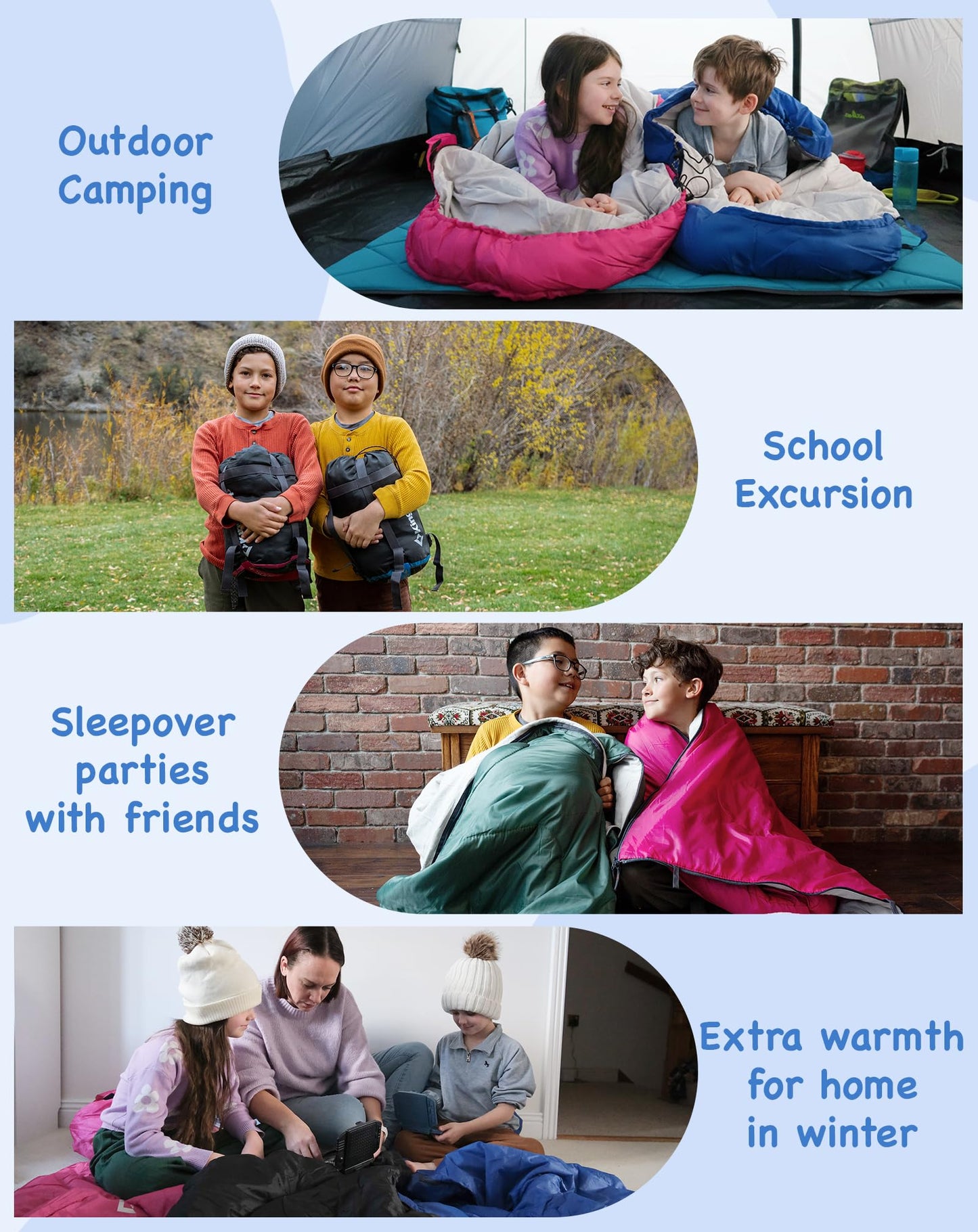 KingCamp Cotton Sleeping Bag for Kids | Indoor & Outdoor Use
